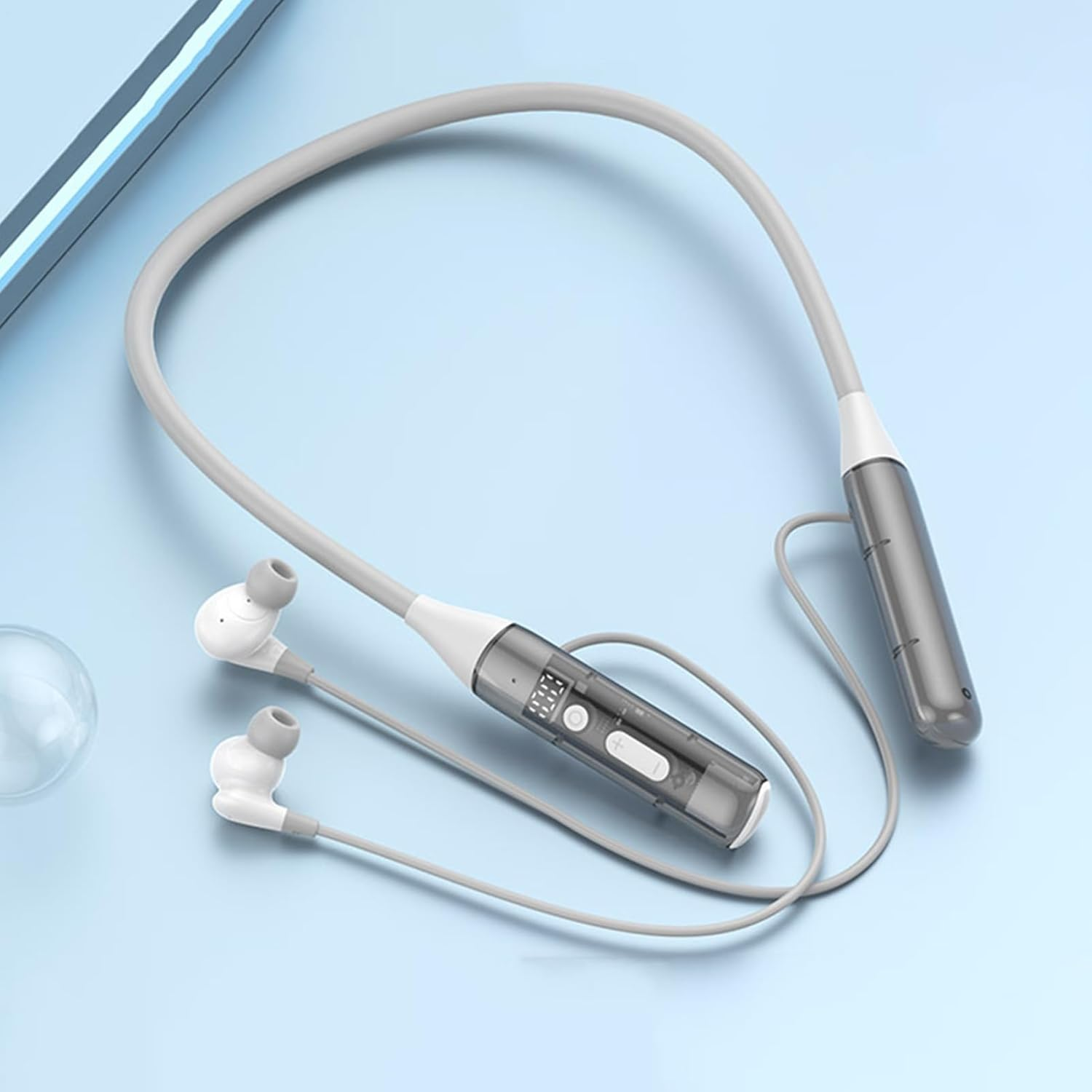 Neck Headphones | Wireless around the Neck Earbuds - Comfortable Magnetic Earphone with Transparent Design Double Microphone Headset for Men Women Gym Home image number 5