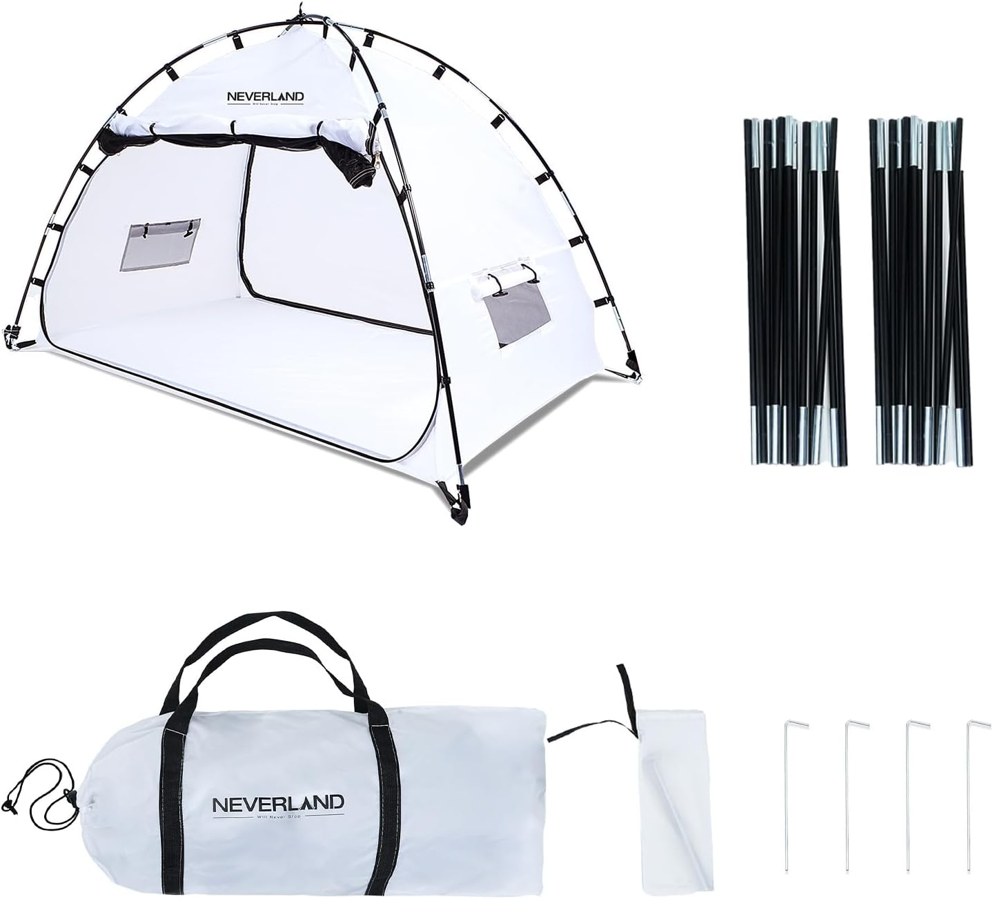 NEVERLAND Protable Paint Booth Tent - 10X6X6.2 Ft Large Spray Paint Tent with Front and Rear Doors, Two Air Vent and Windproof Hooks Paint Booth for DIY Hobby Tool Spray Paint Shelter(White)