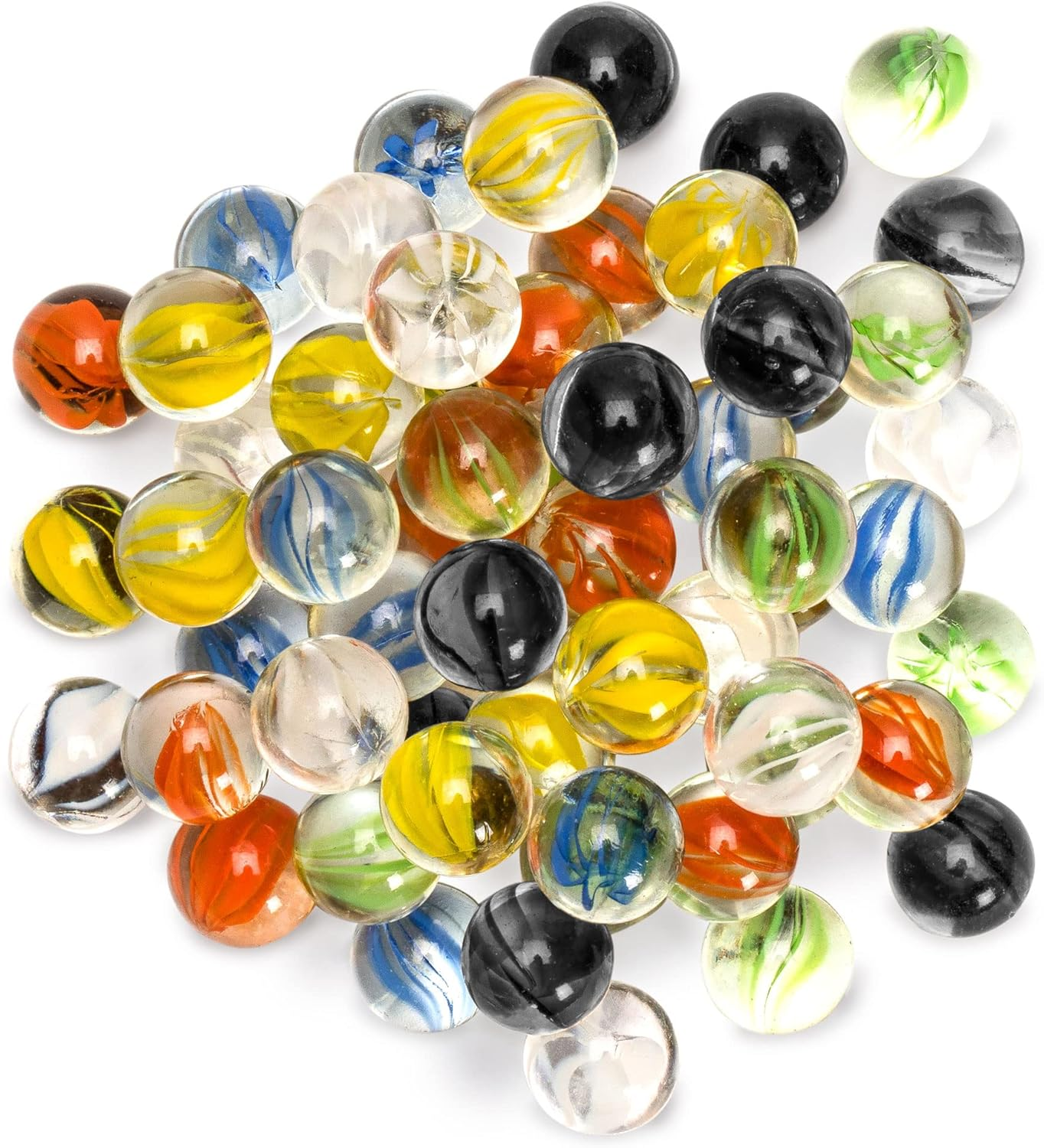 Yellow Mountain Imports 60 Pieces Translucent Chinese Checkers Glass Marbles with Petal Design - 14 Millimeters image number 6