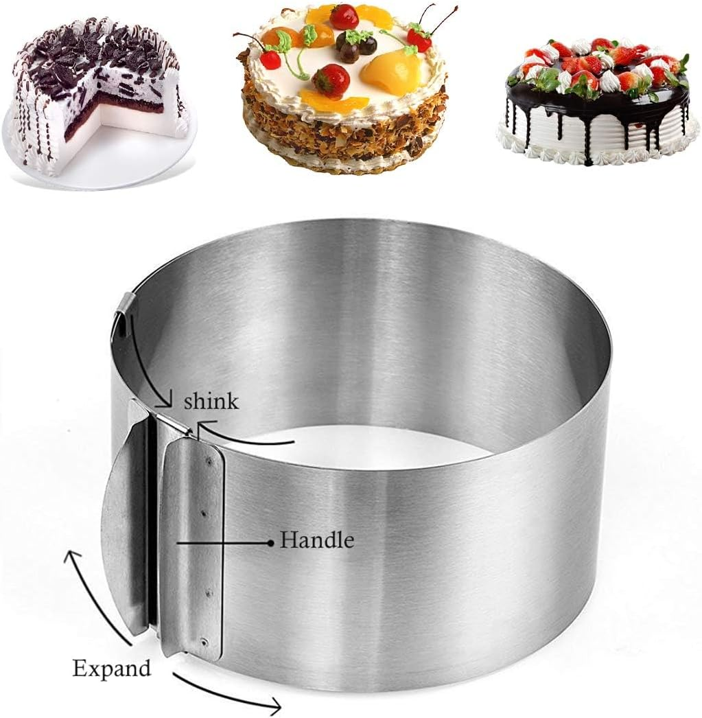 Cake Mold-Cake Ring-Adjustable round Stainless Steel 6 to 12 Inch Cake Mold - Cake Baking Supplies