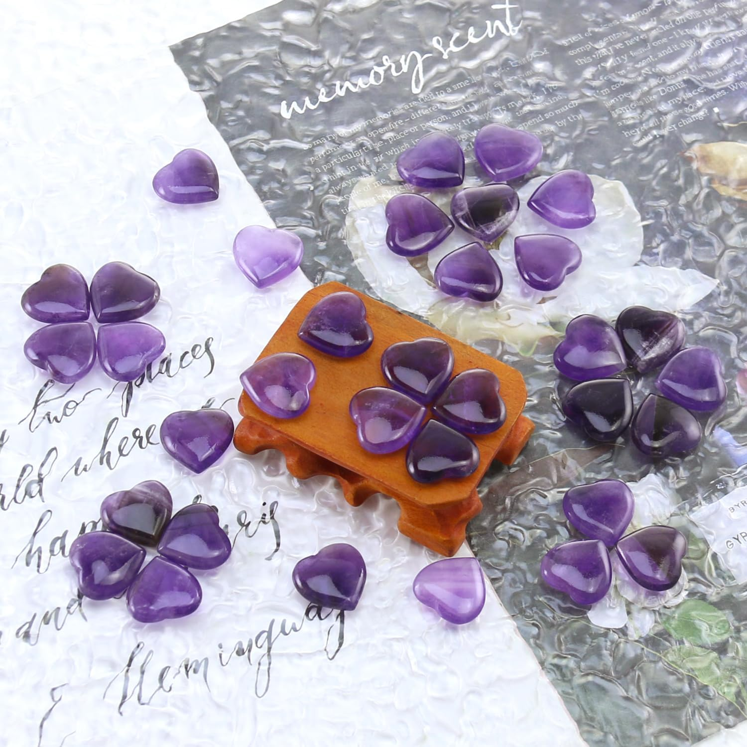 Tumbled Polished Natural Amethyst Stones and Crystals Heart Stones, Crystals and Healing Stones Quartz Bulk for Wicca, Reiki, Healing Energy, Chakra Stones, Witchcraft Supplies(20Pcs) image number 5