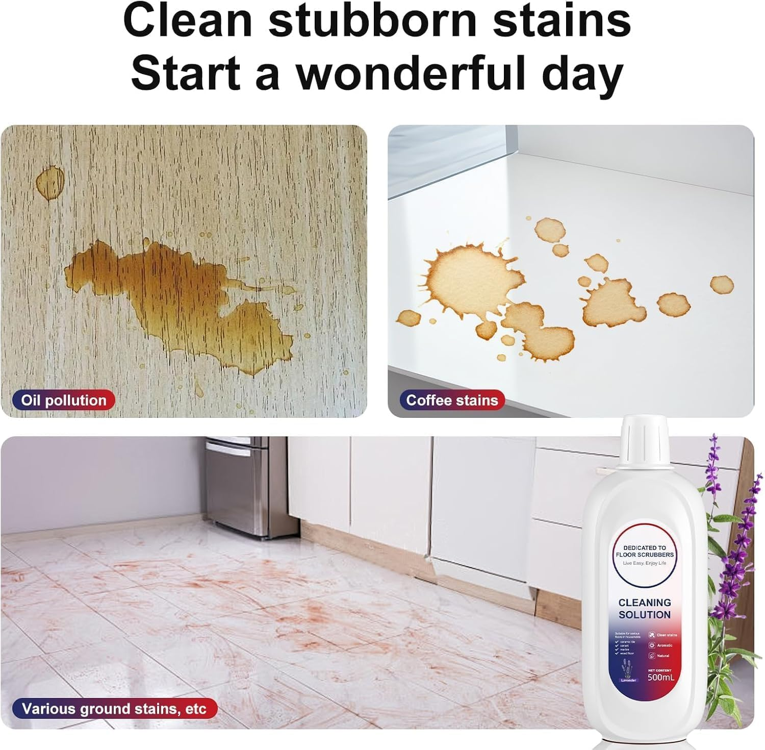 2 Bottle Lavender Floor Cleaning Solution Compatible with Tineco, Deep Cleans for Multiple Hard Floors, Suitable with All Robot Vacuums with Mopping and Cordless Wet/Dry Vacuum Mop Cleaner(1000Ml) image number 5