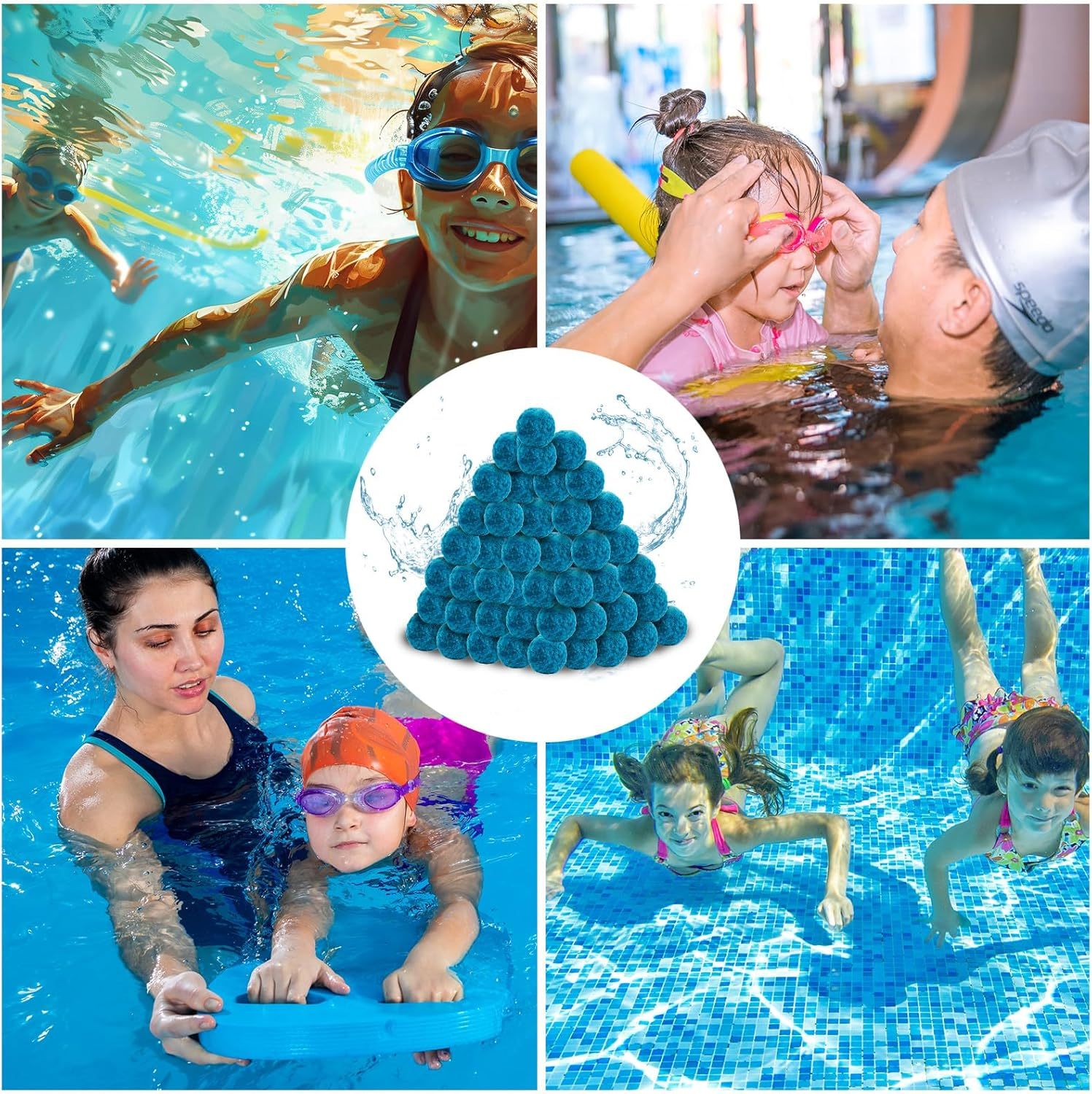 4 Lbs Pool Filter Balls, Pool Sand Filter Balls Blue Sand Filter Balls Reusable Pool Filter Media Balls for Swimming Pool Sand Filter Systems (Equal to 150 Lbs Pool Filter Sand) image number 6