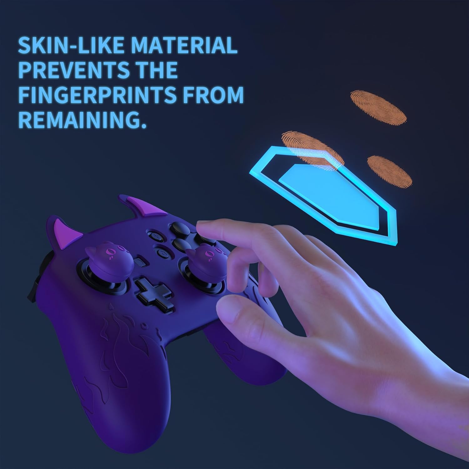 Playvital Cute Demon Silicone Grip Cover for Nintendo Switch Pro Controller, Anti-Slip, Kawaii Protective Skin with Joystick Caps and Stickers Compatible with Nintendo Switch Pro- Purple - Matcha Green image number 2