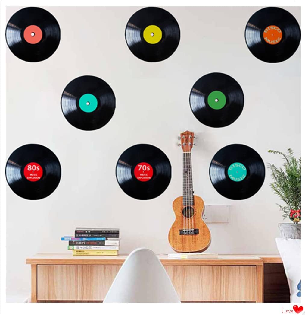 GYWHOOFT 8 PCS Blank Vinyl Records Decor, 20.7CM Wall Collage Kit Aesthetic Pictures, CD Album Cover Posters Bedroom Decor for Teens Boys Girls, Rock and Roll Music Party Decorations image number 3