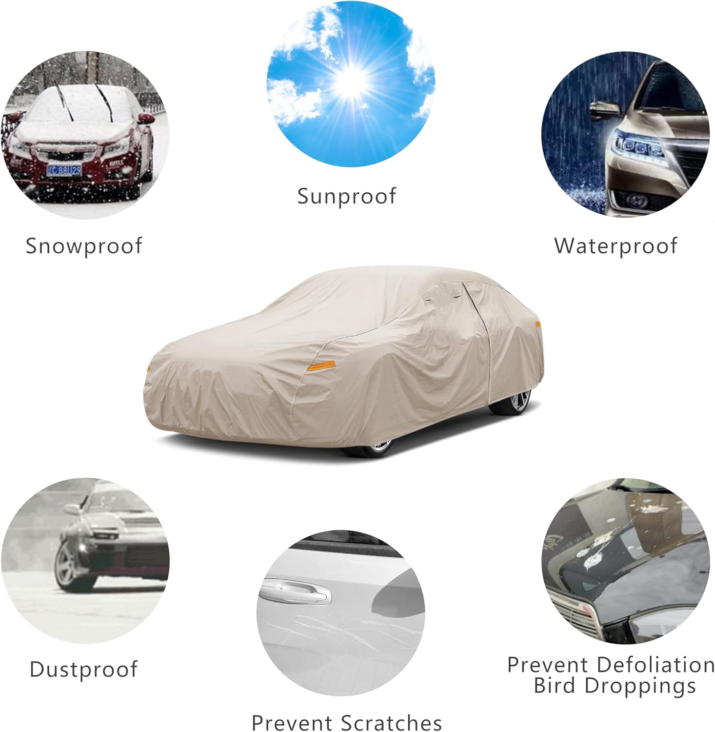 JURMON Heavy Duty Outdoor Car Cover Custom Fit for Porsche 911,Windproof All Weather Waterproof Sun Rain UV Dust Snow Protection Outdoor Car Covers image number 6