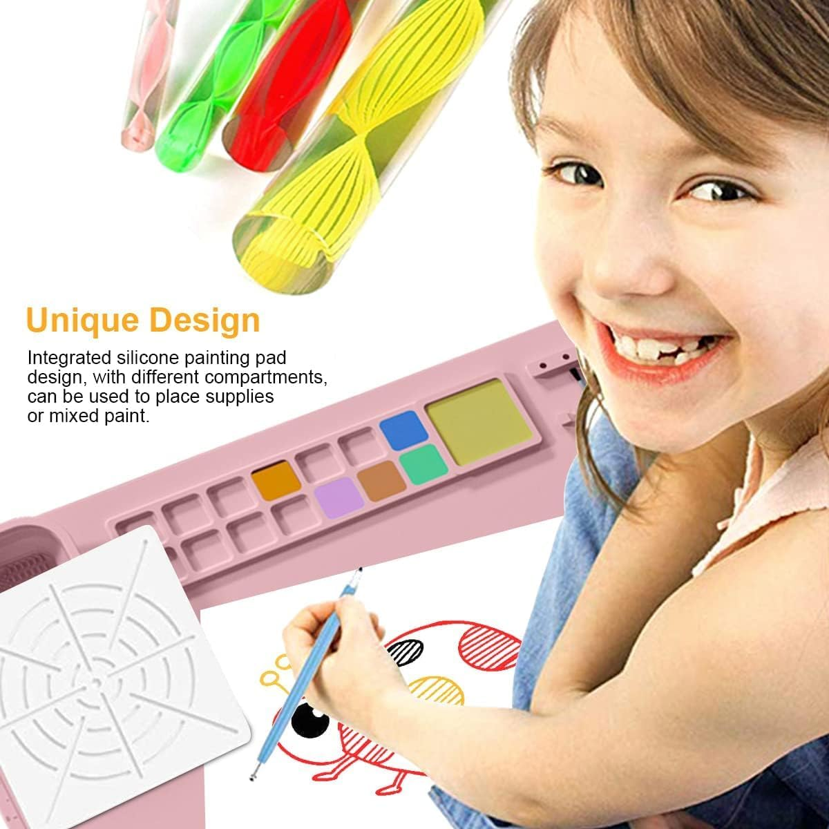 Large Silicone Craft Mat with Cup Holder and Ruler Line- Thick Non-Slip Silicone Art Mat for Painting and Crafts, 17.7"X13.7" image number 6