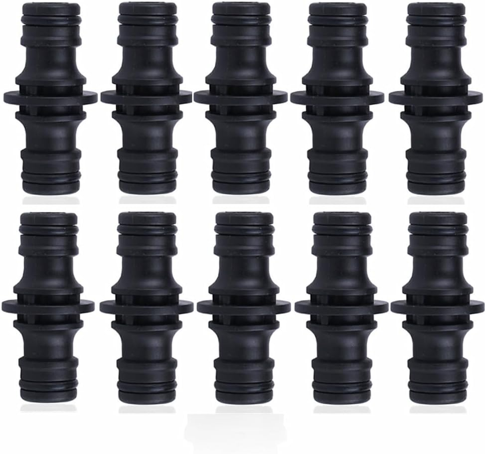 10 Pcs Double Male Connectors, Plastic Hose Connector 1/2 Inch Quick Connector Snap Fit Extender for Xtension for Garden Hoses Join Hose Pipe Tube Hose Coupling, Two Ways for Garden and Home Tap