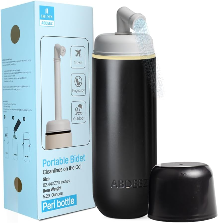 ABDEEZ Portable Bidet &ndash; Travel Bidet for Toilet & Postpartum Care | 12.84Oz (380Ml) Leakproof Peri Bottle | Handheld Bidet Spray for Hygiene, Camping & On-The-Go Use | Collapsible & Expandable Design