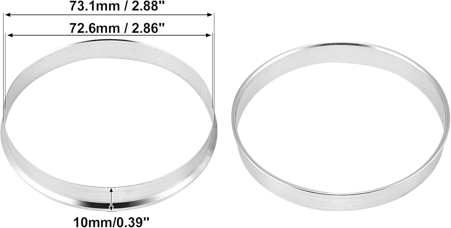 X AUTOHAUX 4Pcs OD 73.1Mm to ID 72.6Mm Aluminum Alloy Car Hub Centric Rings Wheel Bore Center Spacer Silver image number 4
