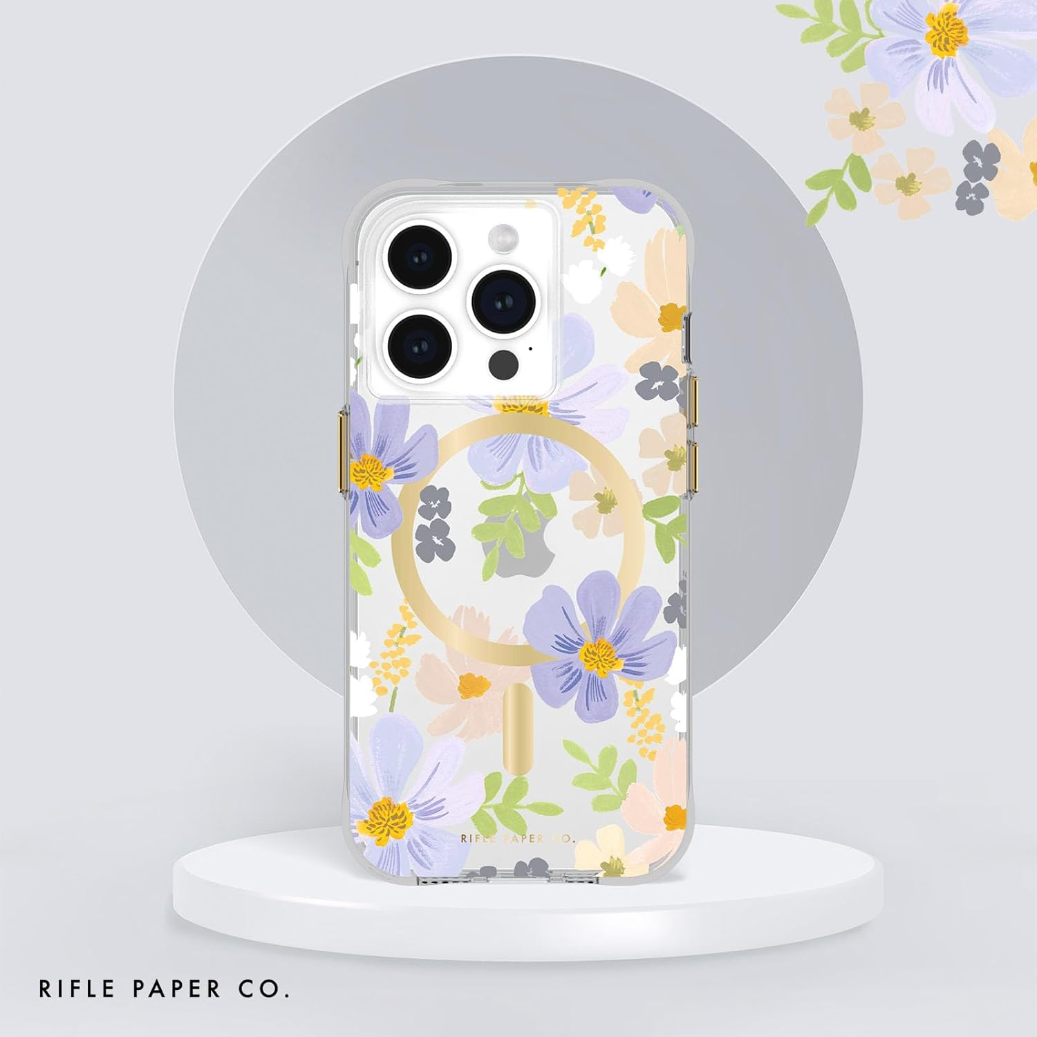 Rifle Paper Co. Iphone 15 Pro Case [Compatible with Magsafe] [12Ft Drop Protection] Cute Iphone Case 6.1" with Floral Pattern, Anti-Scratch Tech, Shockproof Material, Slim Fit - Willow - Petite Fleurs image number 3