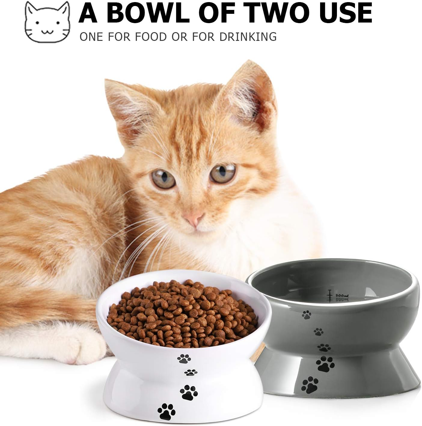 Y YHY Elevated Cat Food Bowl, Raised Pet Food and Water Bowl, Ceramic, 15Oz image number 5
