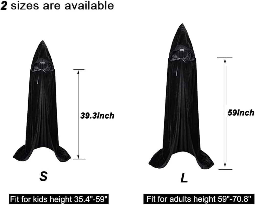 Ricjurzzty Unisex Hooded Cloak Full Long Velvet Cape for Halloween Cosplay Costumes