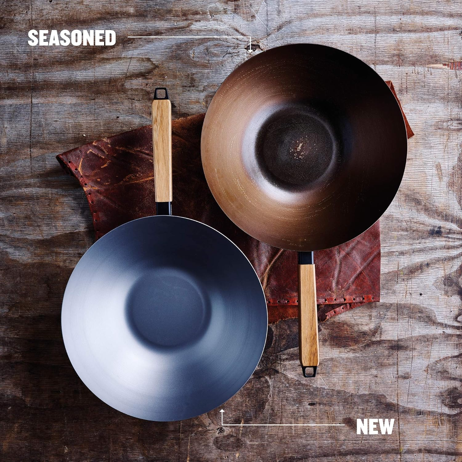 Beka Nomad Collection Carbon Steel Wok Pan for Induction Cookers and Barbecues with Heat-Resistant Wooden Handle without Lid 20 Cm Base Diameter 11.8 Cm Natural Coating image number 1