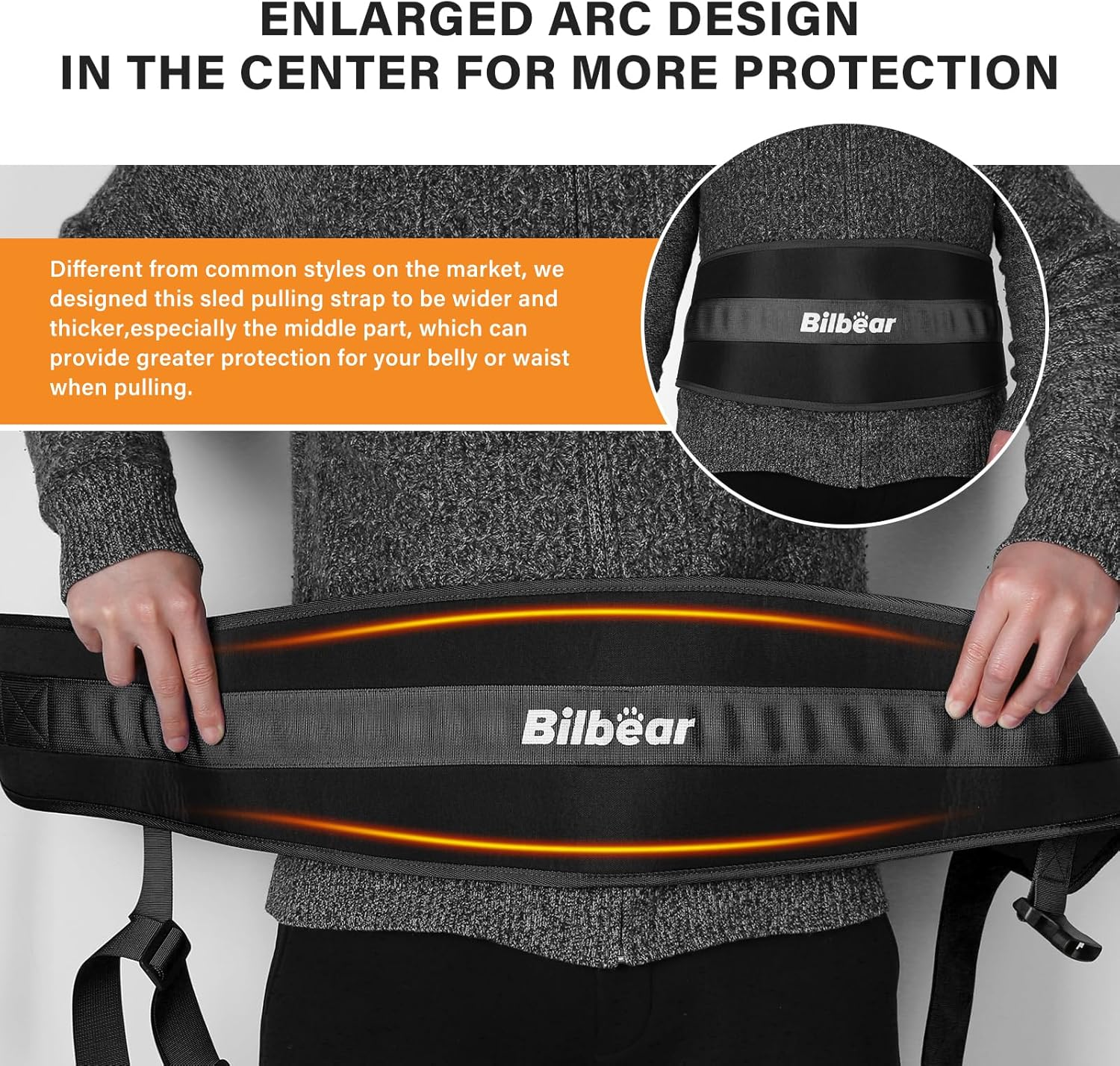 Bilbear Dip Belt for Weightlifting,Weight Lifting Belt with 39 Inch Strap for Pulls Up, Adjustable 43 Inch Fitness Weight Lifting Strap,With 45-Angle Rings&2 Snap Hooks, for Gym - Black image number 5