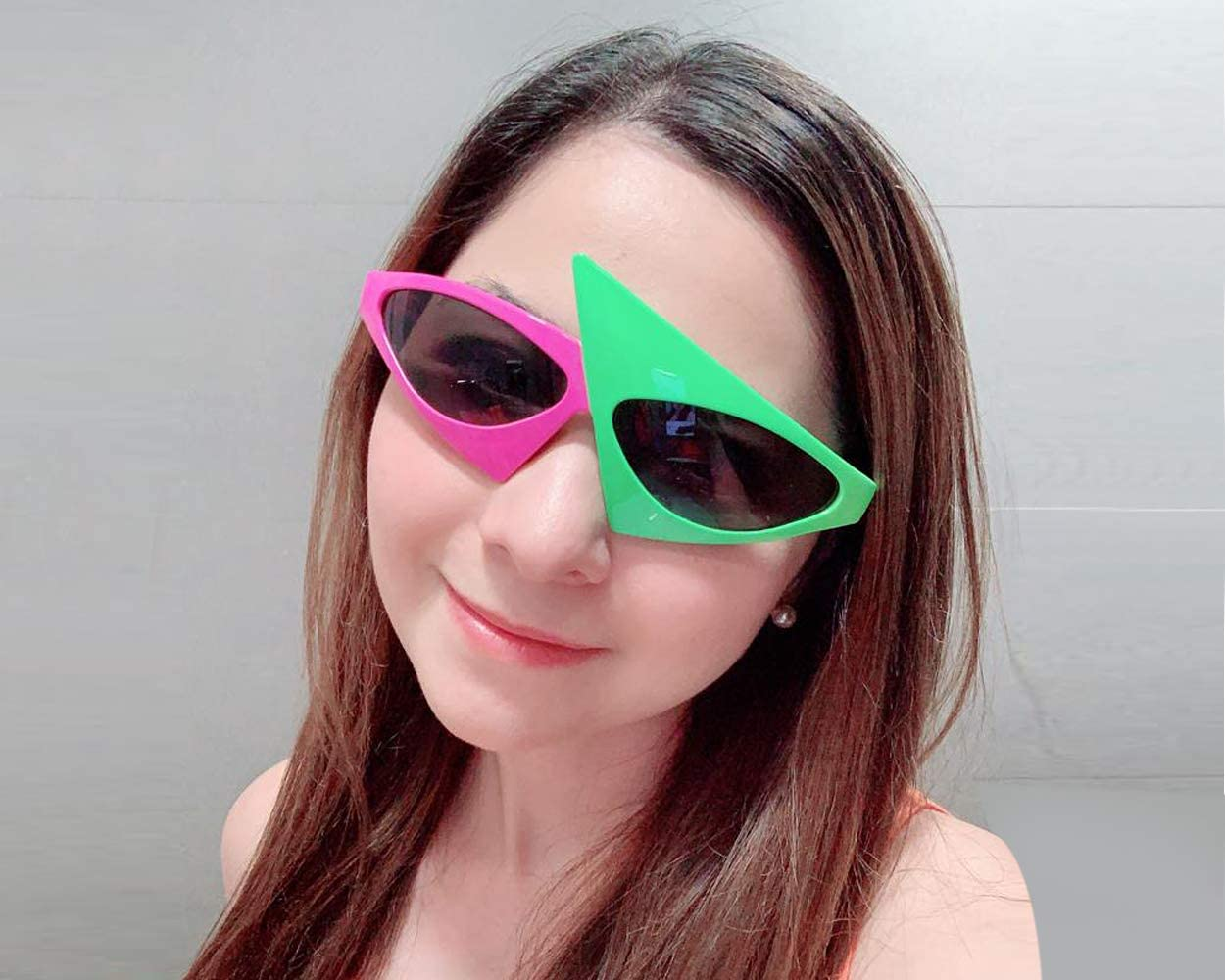 Novelty Party Sunglasses 80S Asymmetric Glasses Neon Glasses for Hip Hop Dance Halloween Party image number 4