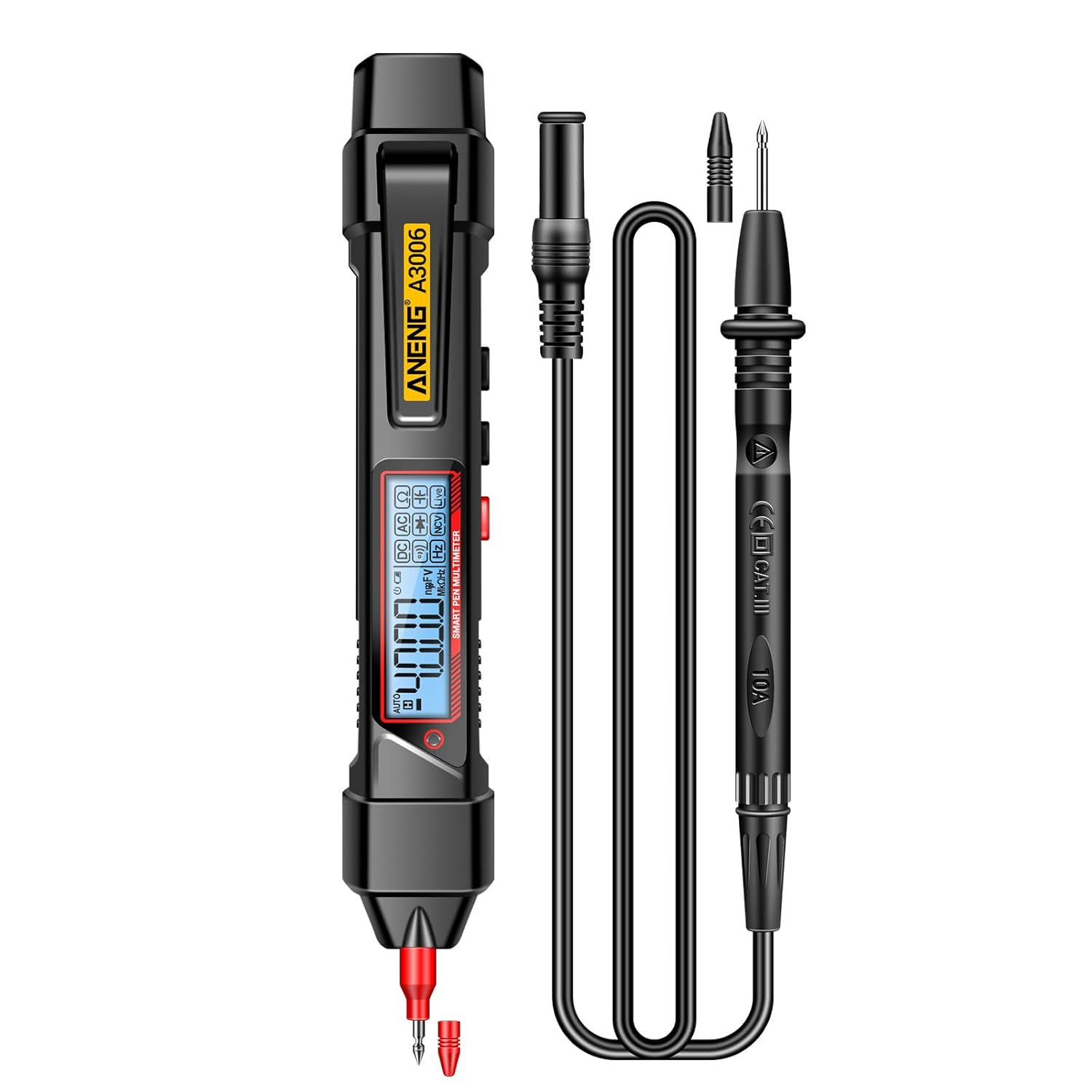 FUNFANG A3006 Pen Type Digital Multimeter 4000 Count AC/DC Voltage Tester Zero Fire Line Detector Resistance Capacitance and Diode Testing Electric Tools Standard Configuration