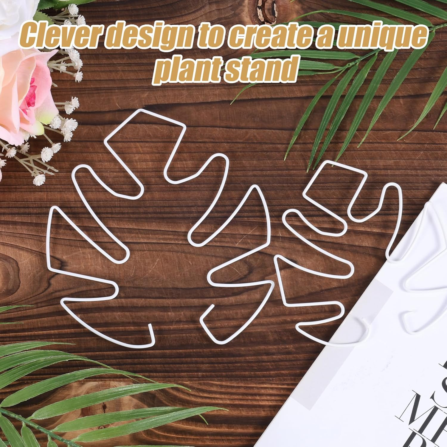 BOXOB 2Pcs Monstera Leaf Plant Support, 2 Size Climbing Plant Stem Support Hooks Ideal Monstera Stabilizer Grapple Holder Turtle Shell Clamp Set for Thriving Growth Plant(White) image number 6