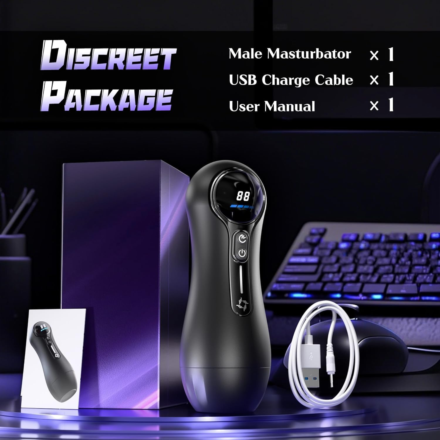 Sex Toys for Men Male Masturbator with 4 Suction & 9 Vibration Modes, Penis Pump Adult Toys with LED Display, Hands-Free Male Sex Toy, Discreet Mens Sex Toys Sex Machine for Men Pleasure image number 4