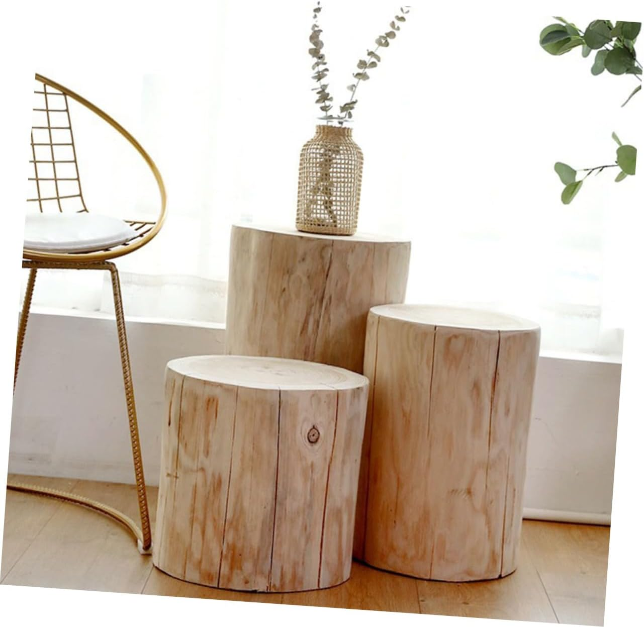 Wooden Stool Multi-Purpose Rustic Accent Furniture for Shoe Changing Bedside Table Home Office Decorative Use 11.8 X 7.1 Inches image number 3