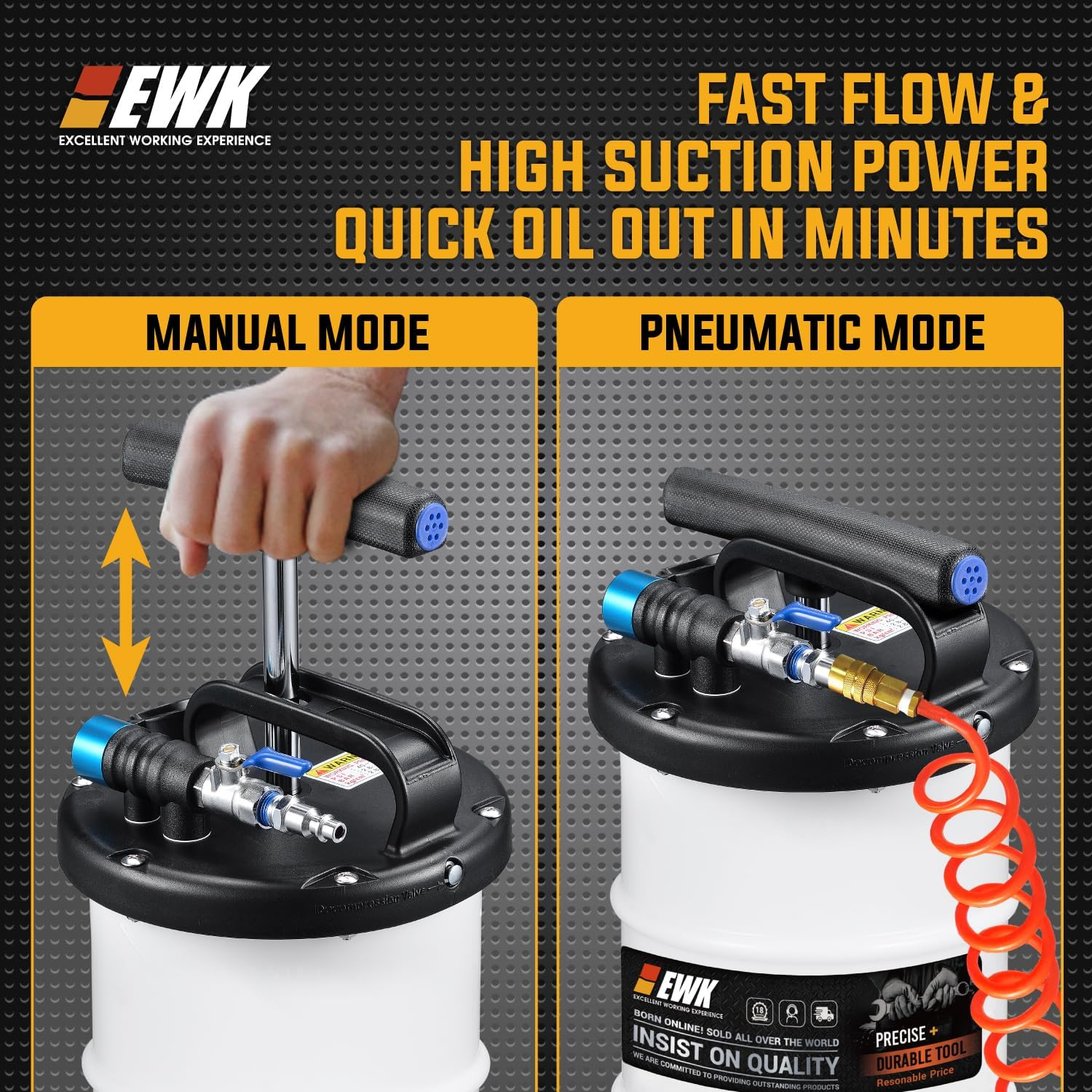 EWK Pneumatic/Manual 6.5 Liter Oil Changer Vacuum Fluid Extractor Pump Tank Remover