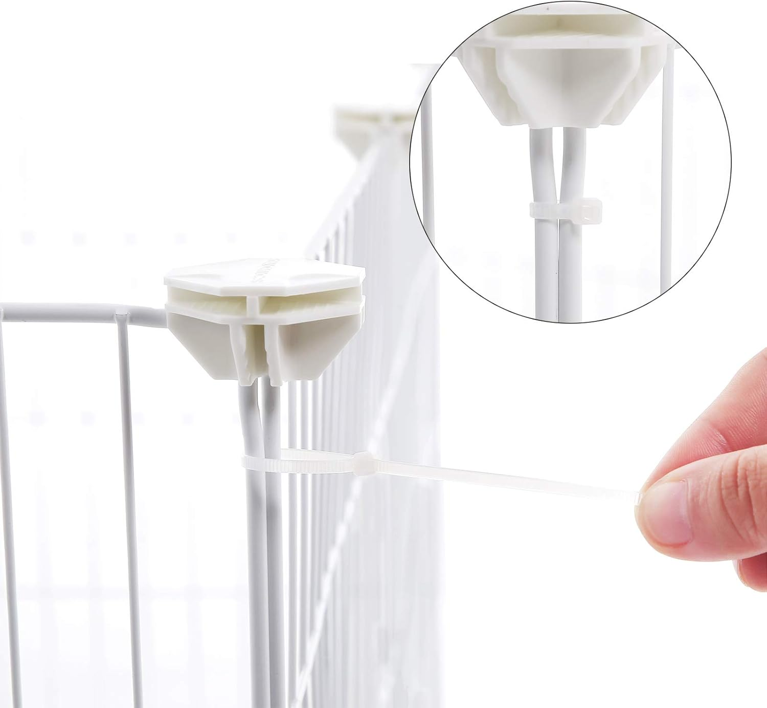 SONGMICS Guinea Pig Playpen, Indoor Rabbit Run Hutch Cage, Large Exercise Enclosure, DIY Metal Modular Fence for Hamster, Pet, Small Animals, White LPI01W image number 4