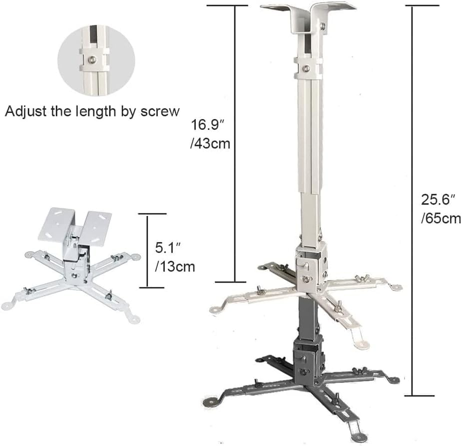 HOOMFIT Universal LCD/DLP Adjustable Projector Ceiling Mount Bracket Compatible with Epson Benq Optoma Projectors and Other Brands Projectors.