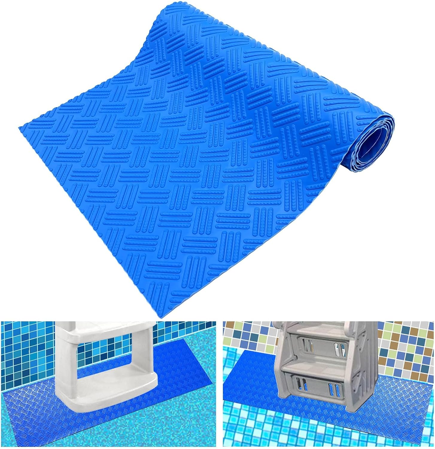 Swimming Pool Ladder Mat - 36"X36"Protective Pool Ladder Pad Step Mat with Non-Slip Texture, Blue Medium Blue Medium Pool Step Mat, Pool Liner Protection Mat (90 X 90 Cm)