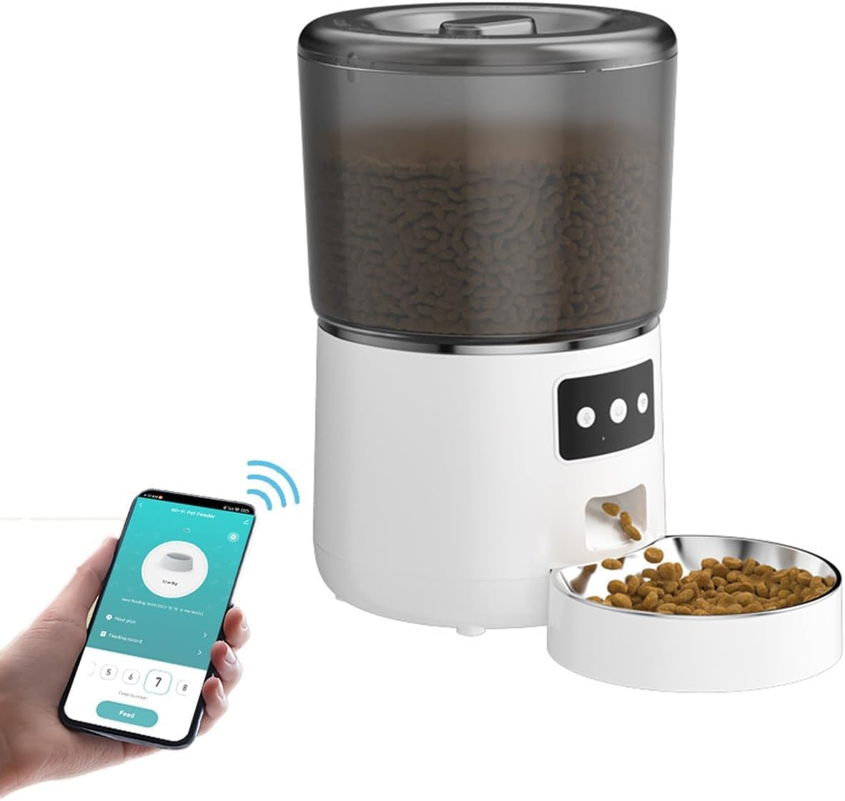 Automatic Cat Food Dispenser, 4L Smart Wifi Pet Feeder with APP Control for Remote Feeding, 1-9 Meals & 10S Voice Record Timed Cat Self Feeder for Cat Dog Pet image number 4