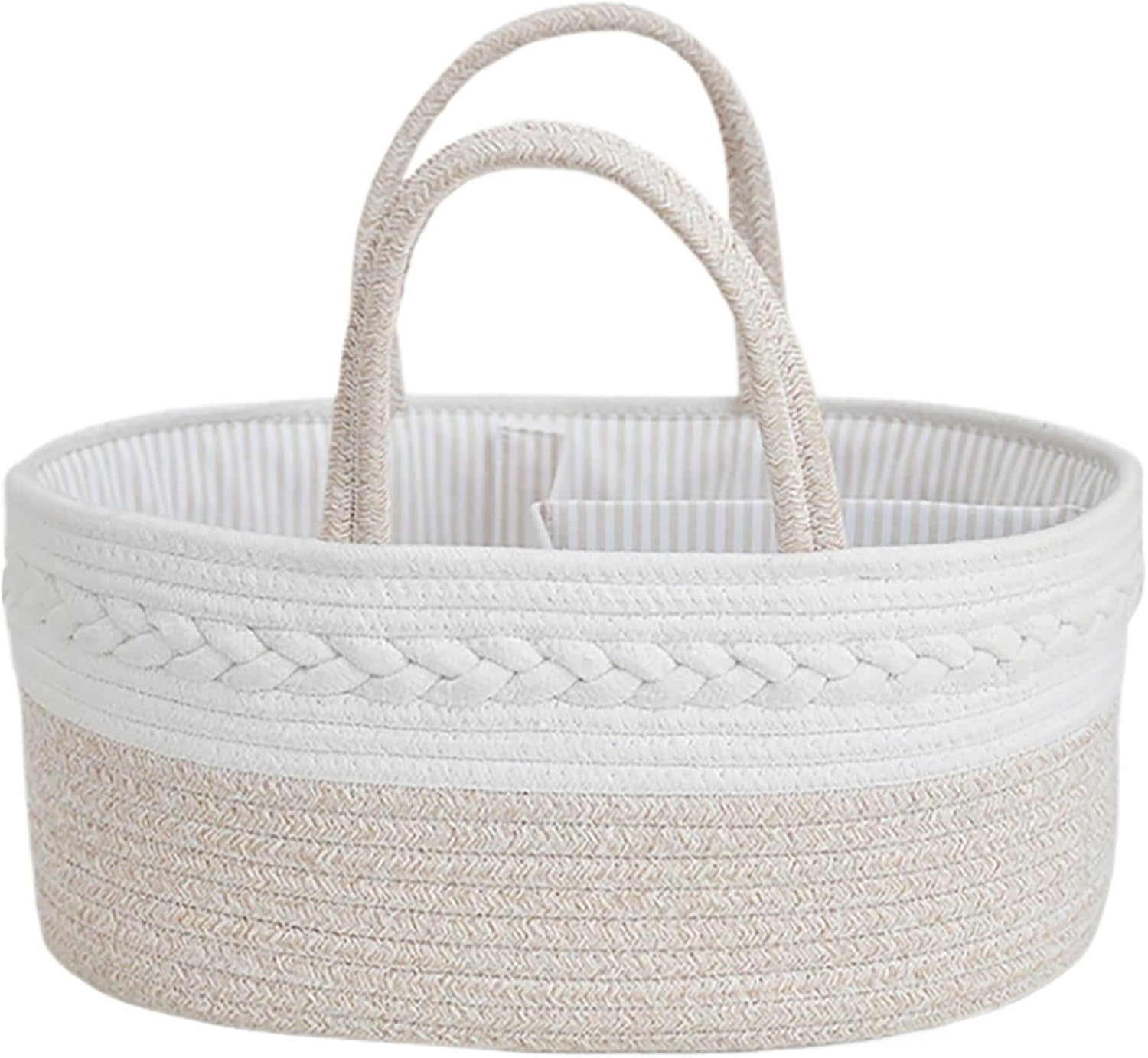 LISNSMY Baby Nappy Caddy Diaper Caddy Organizer, Baby Storage Basket for Diapers and Wipes, with Removable Inserts, Bohemian Portable Nursery Diaper Organize, 38 &times; 25 &times; 17 CM (Khaki)