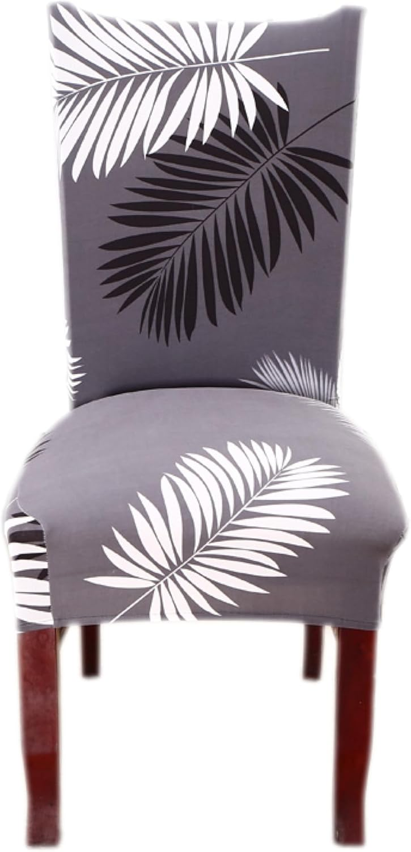 Hyper Cover Stretch Dining Chair Covers with Patterns (Grey Moonlight, 4 Pcs) - Easy Installation, Highly Stretchable, Perfect for Dining Chairs Protection