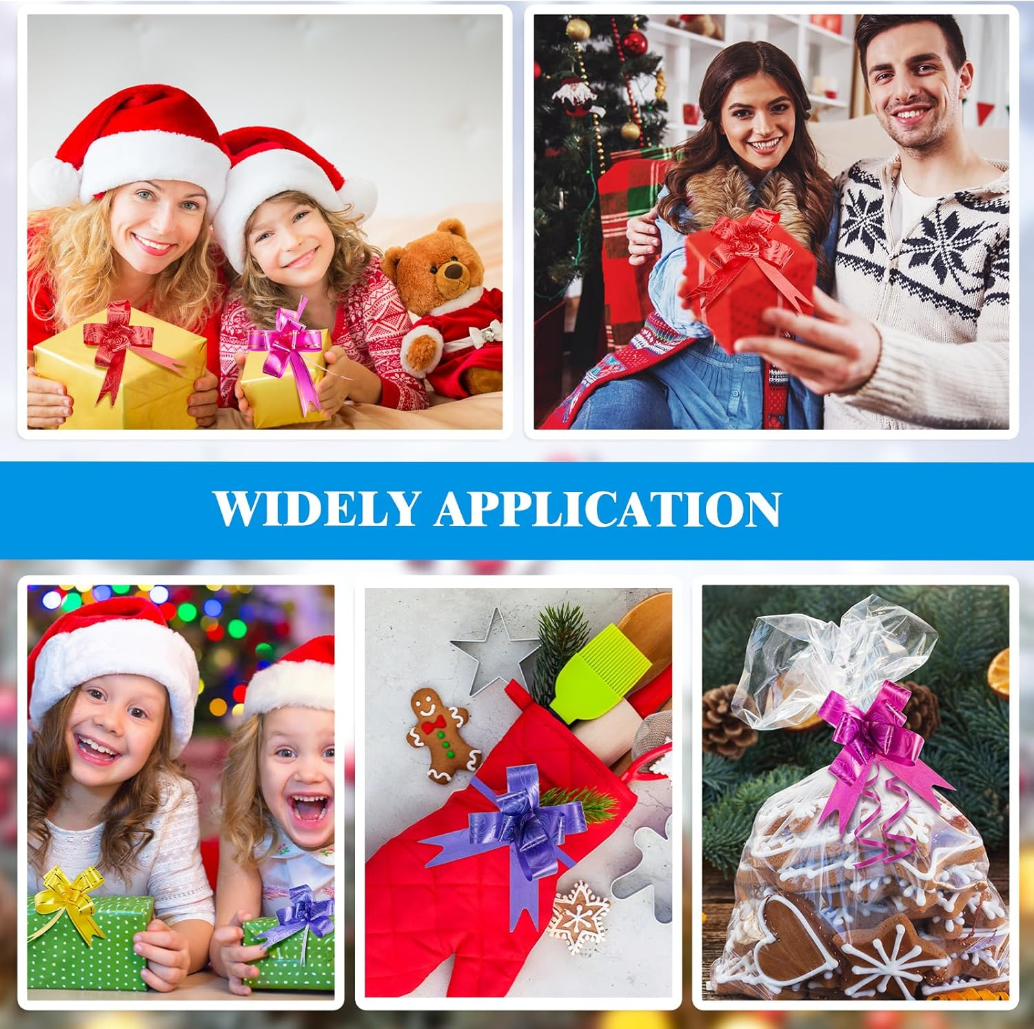 Syhood 360 Pieces Ribbon Pull Bow Present Basket Pull Knot Present String Wrapping Bows for Christmas New Year Thanksgiving Party Ornament, 1.8 Cm/ 1.5 Cm Width, Assorted Colors image number 4