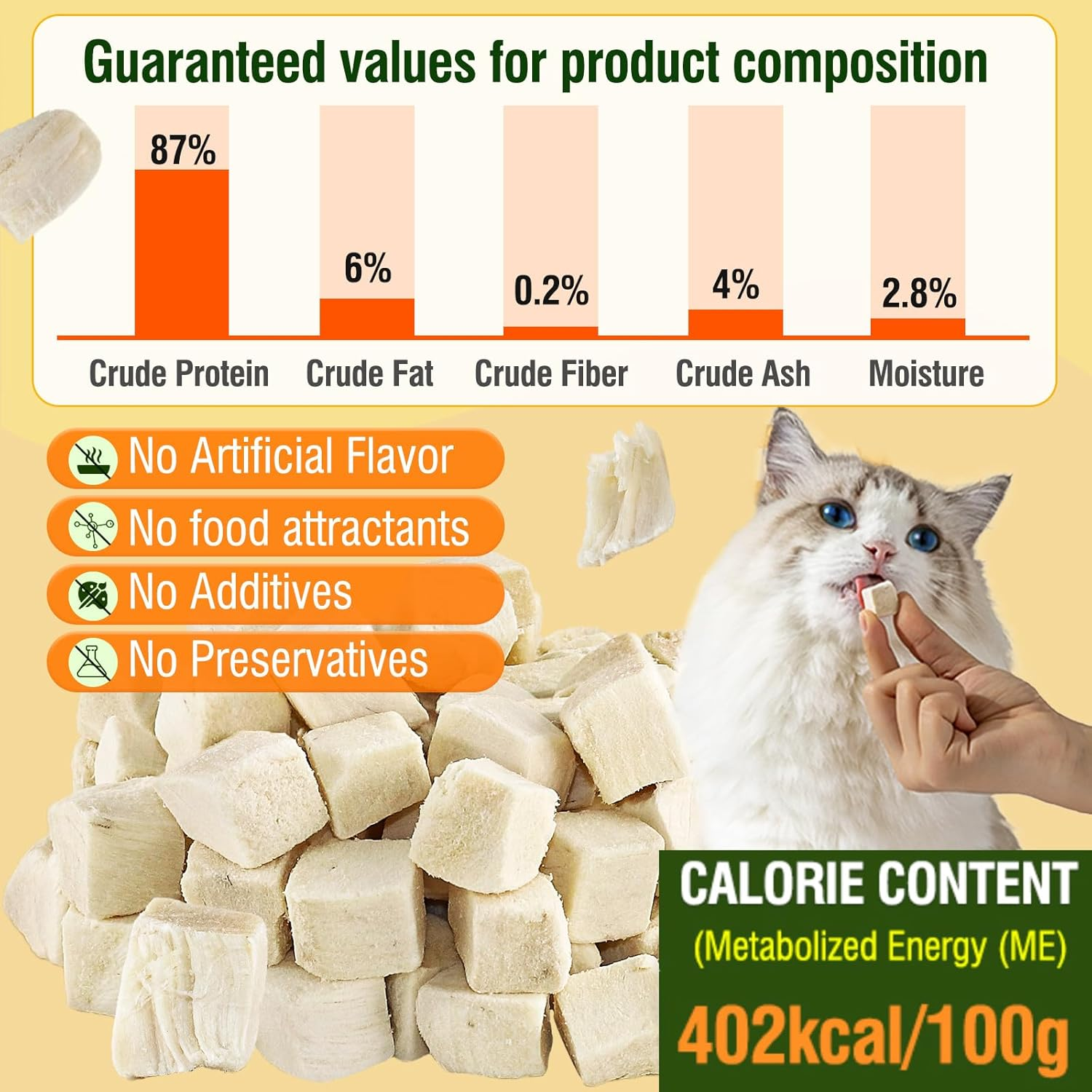 Freeze-Dried Chicken Cat Treats, Chicken Cube Snacks for Cats and Dogs, Single Ingredient Dog Chickens Treat image number 4