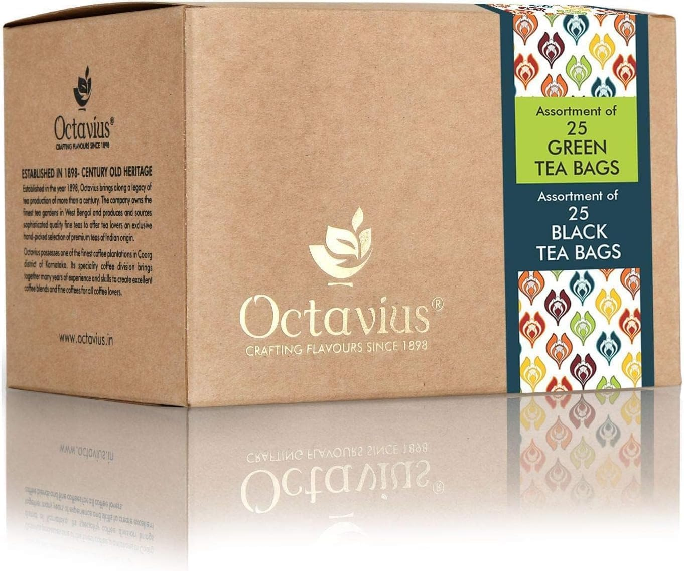Octavius Tea Variety Pack &ndash; 6 Assorted Black & Green Teas | 50 Tea Bags &times; 2 Sampler Packs | Premium Tea Gift Box for Mother&rsquo;S Day, Festive Occasions & Tea Lovers image number 6