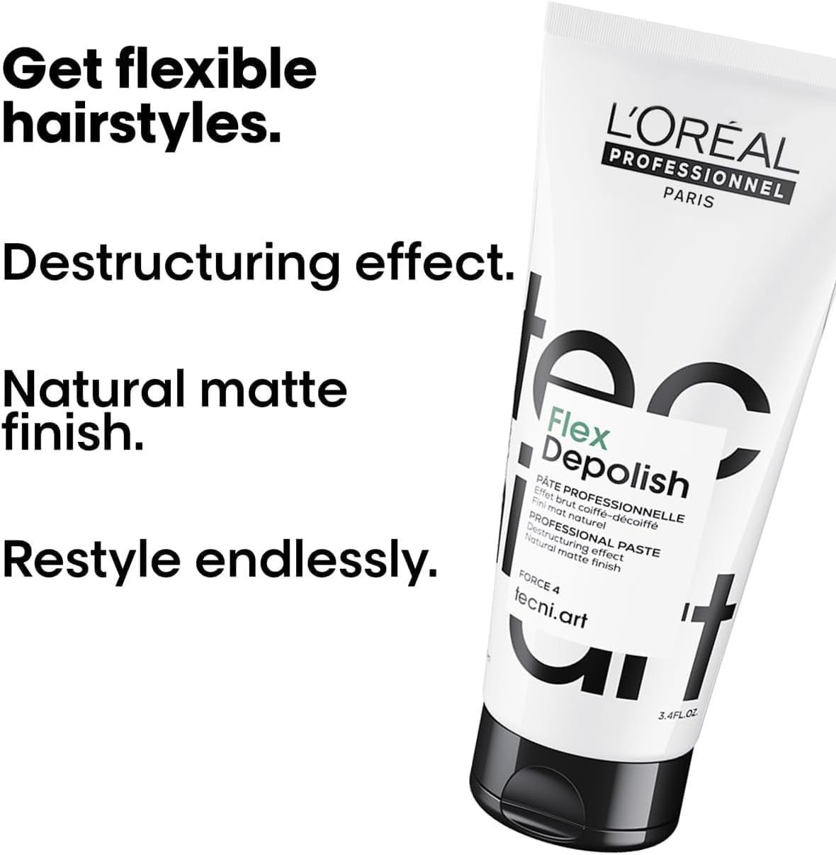 L'Or&eacute;al Professionnel Tecni.Art Flex Depolish | Salon Grade Depolish, Destructuring and Workable Hair Paste with Natural Matte Finish for a Disheveled Hairstyle Texturizing and Volumizing | 100Ml image number 1