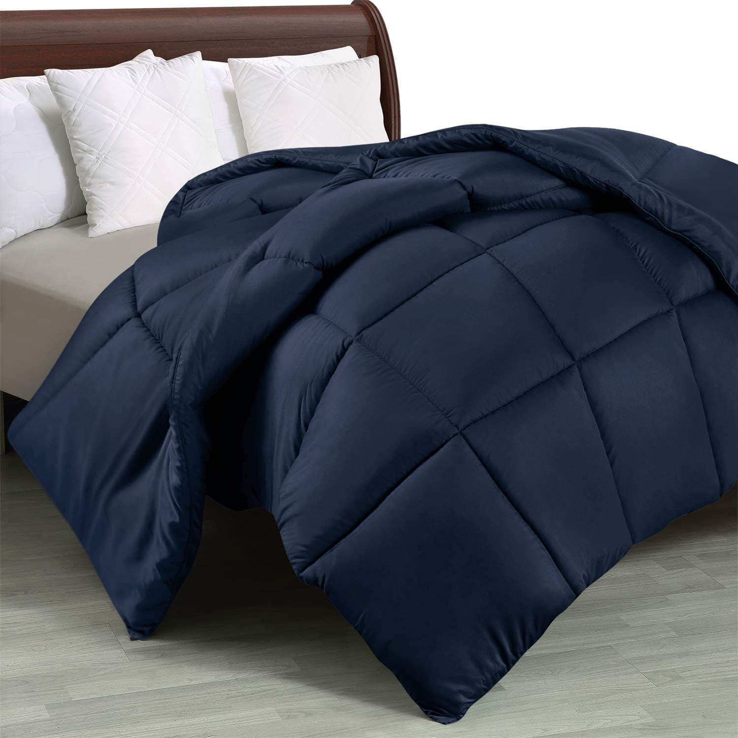 Comfywell Super King Duvet &ndash; Plain Quilt Comforter Bedspreads, Coverlets & Sets, 2 Pillowcases Warm and anti Allergy All Season Coverless Duvet, Throws for Bed.(Super King (220X260Cm), Navy Blue) image number 2