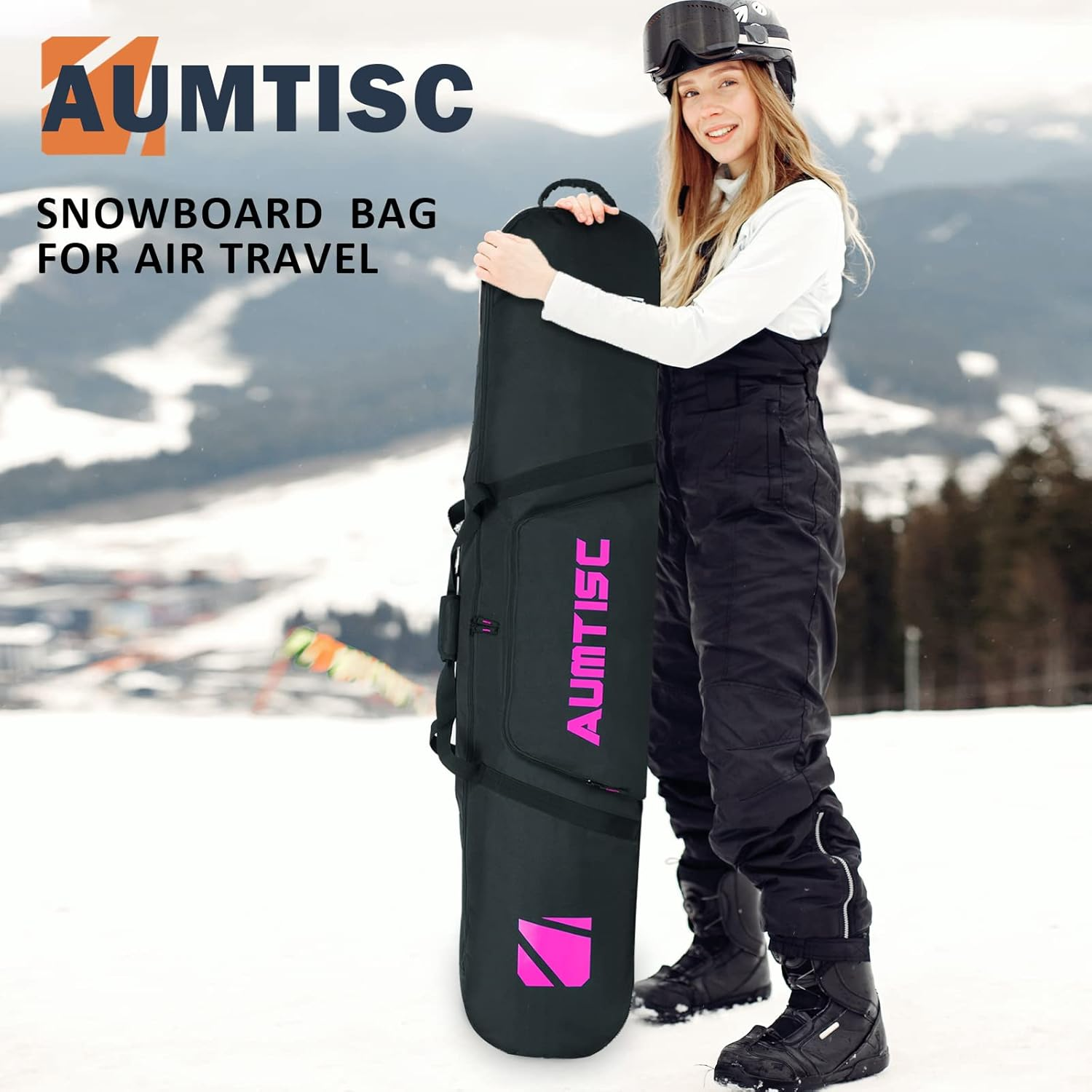 AUMTISC Padded Snowboard Bag for Air Travel, Snowboard Travel Bags for Flying with Gear Pockets, Available Length in 155Cm | 165Cm | Ajustblae 156-181Cm image number 5