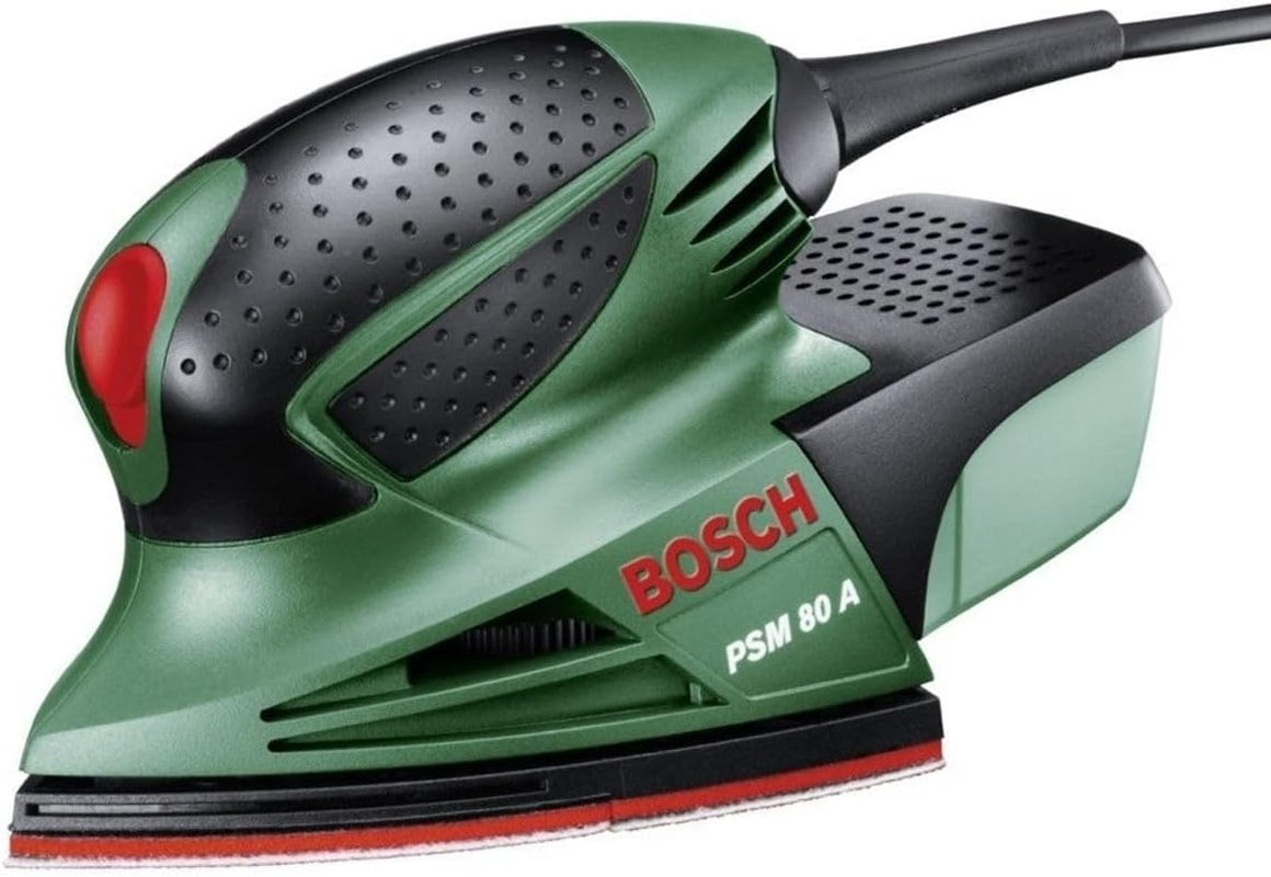 Bosch Multi-Sander PSM 80 A, 3 Redwood Sanding Sheets, Case (80 W, Vibration Number 20,000 Min-1, Sanding Surface 104 Cm&sup2;)