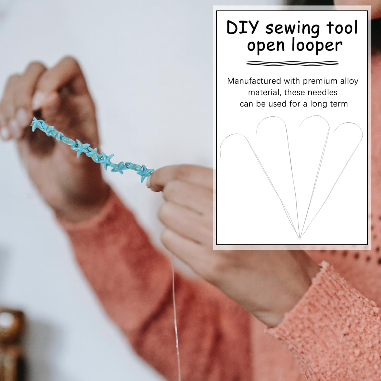 NUOBESTY 4Pcs Beading Needles Set - Alloy Quick Bead Threading Tools for Jewelry Making, Thin Curved Sewing Needles for Crafting & DIY Accessories image number 2