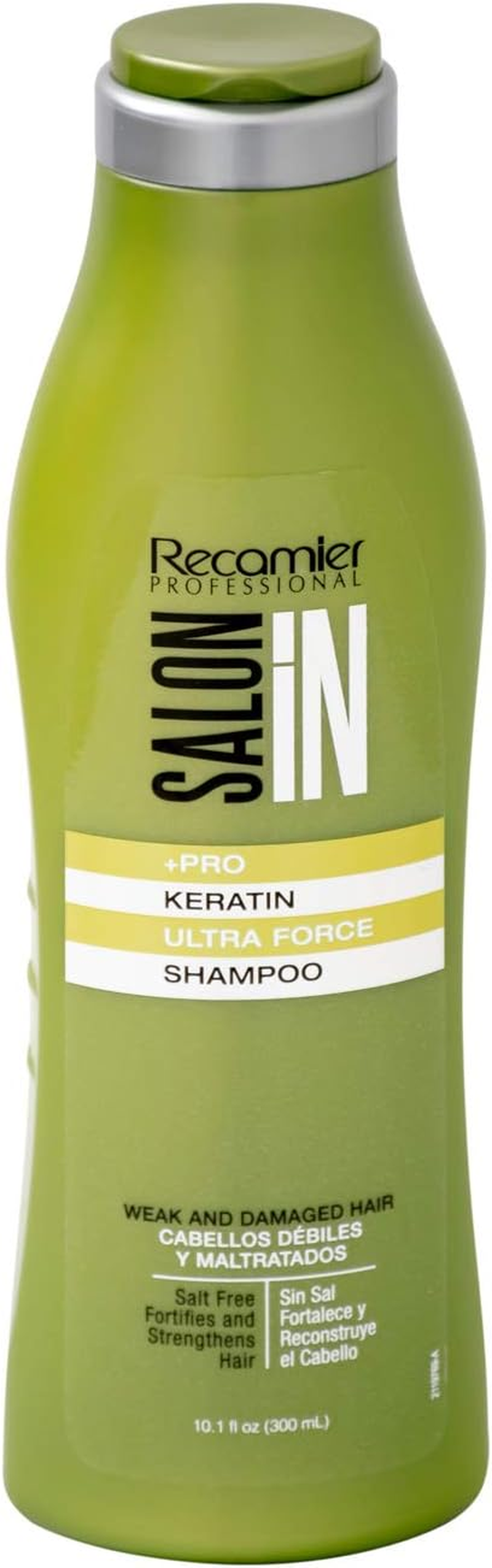 Recamier Salonin Shampoo +Pro Keratin Ultra Force Damaged Hair Bad Habits Cabello Maltratado Con Malos Habitos 10.1Oz-300Ml image number 3