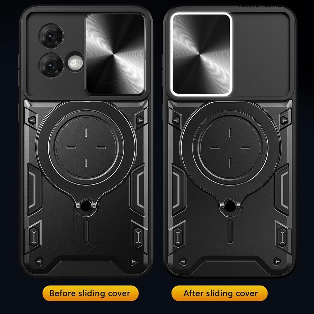 FORZARMOR for Oppo A60 5G/ A40 (6.67 Inch) Case Shockproof with Back Camera Slide Window Cover, Ring Kickstand Armor Military Rugged Cover (For A60 5G/A40 4G, Black) image number 4