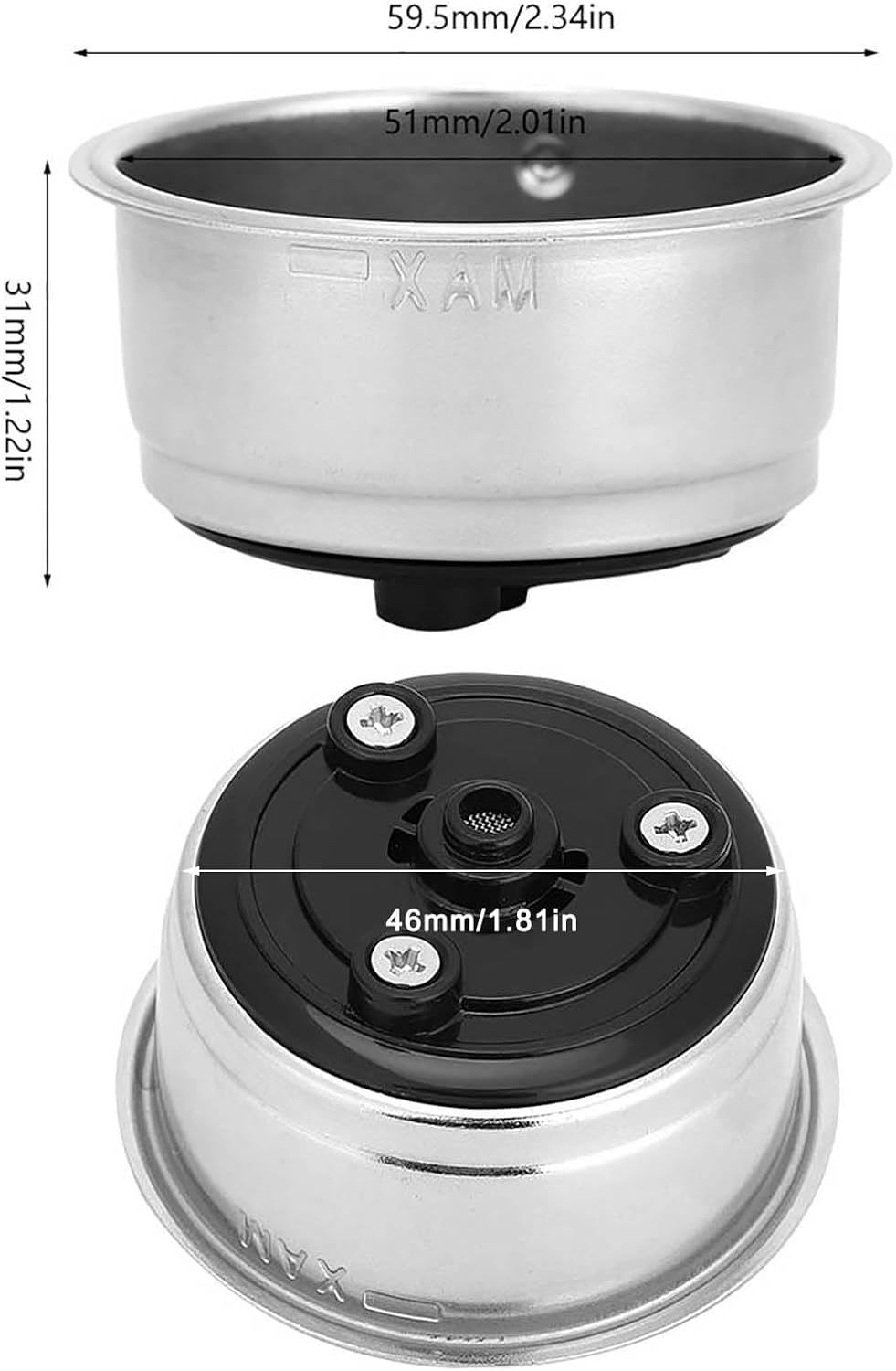 Removable Espresso Filter Basket, 2 Cups for Home Use, Stainless Steel Filter Coffee Maker, Replacement Accessories, Multiple Sizes to Choose from (Para Dos Personas) image number 4