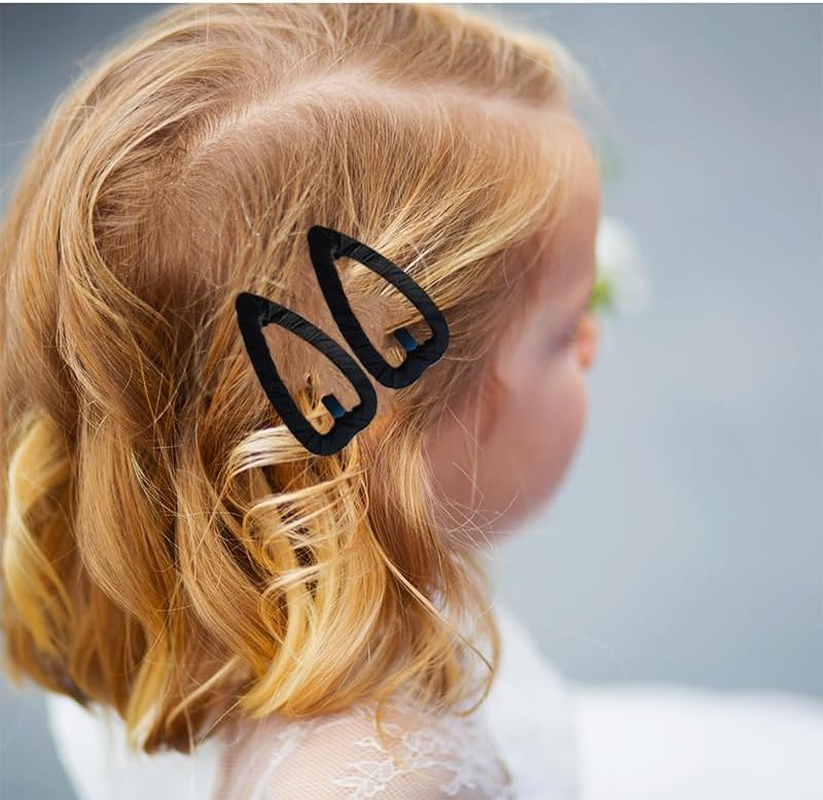 10Pcs Snap Hair Clip Women Metal Snap Hair Clips Set Black Large Medium Size Decorative Hair Clips Set for Short Long Hair Solid Color Hair Pins image number 2