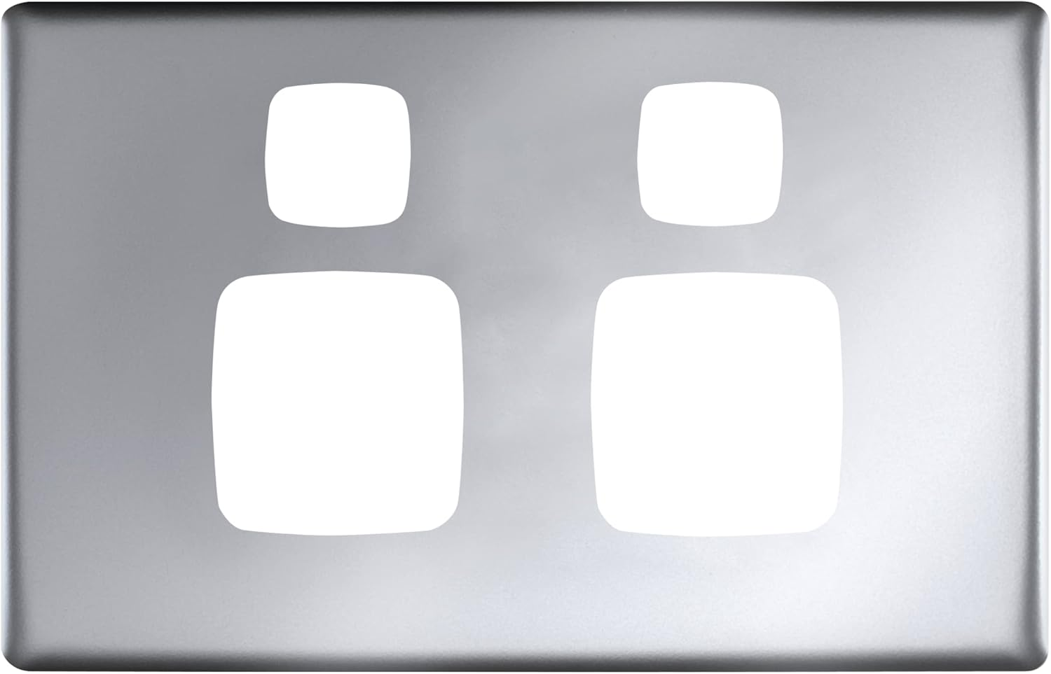 HPM Linea 2 Gang Double Powerpoint Coverplate, Matt Silver