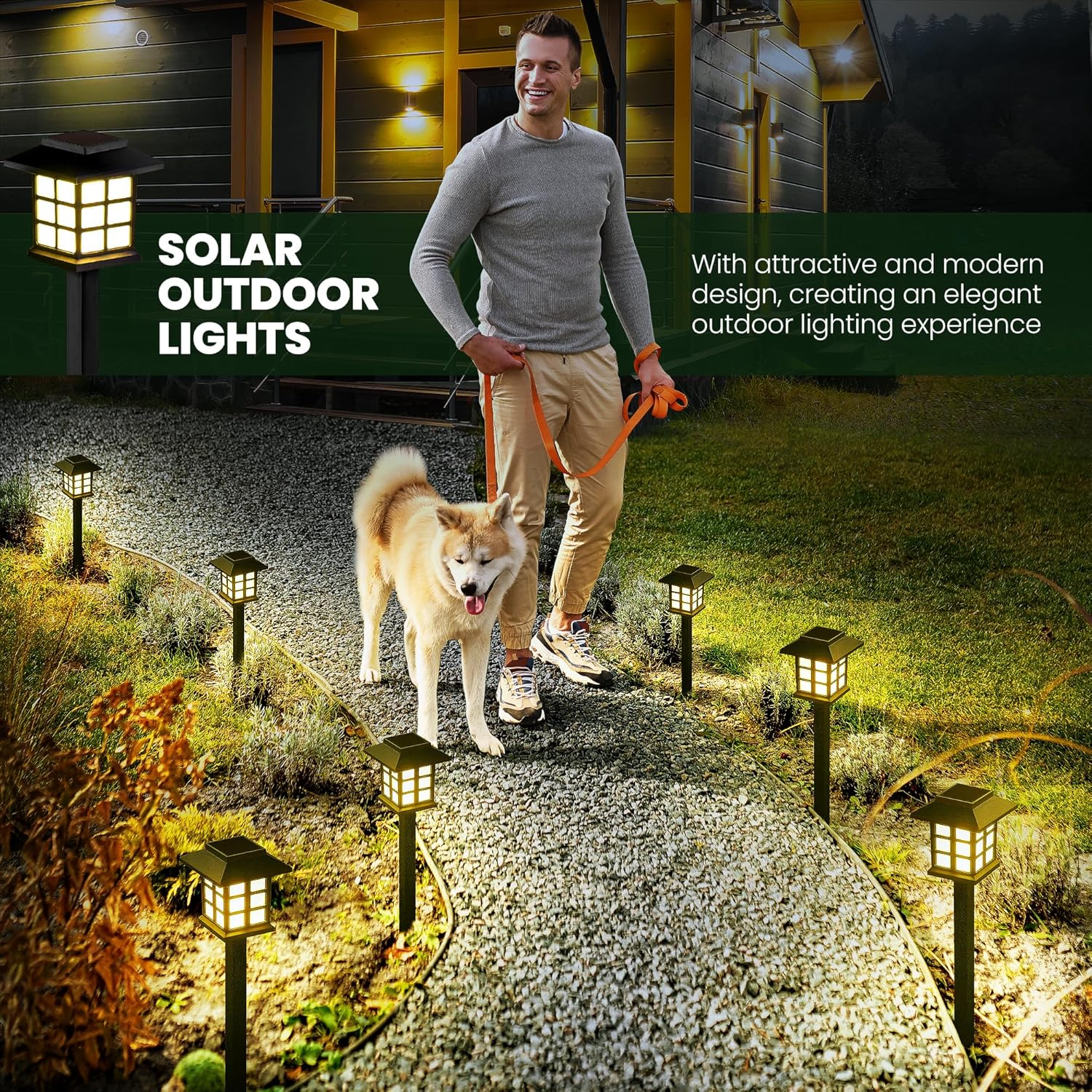Solar Outdoor Lights，8 Pack LED Solar Lights Outdoor Waterproof, Solar Walkway Lights Maintain 10 Hours of Lighting for Your Garden, Landscape, Path, Yard, Patio, Driveway image number 2