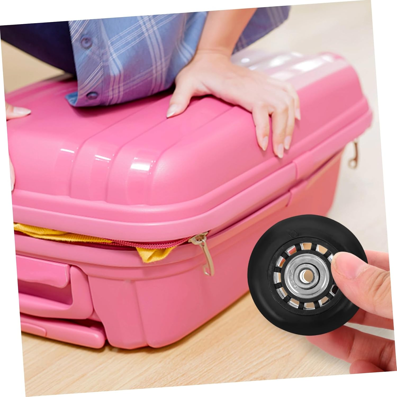 CHILDWEET 2Pcs Luggage Wheels Replacement Kit Metal Bearing Shaft 60X23Mm Swivel Caster Wheels for Suitcase Travel Bag Universal Repair Accessories image number 3