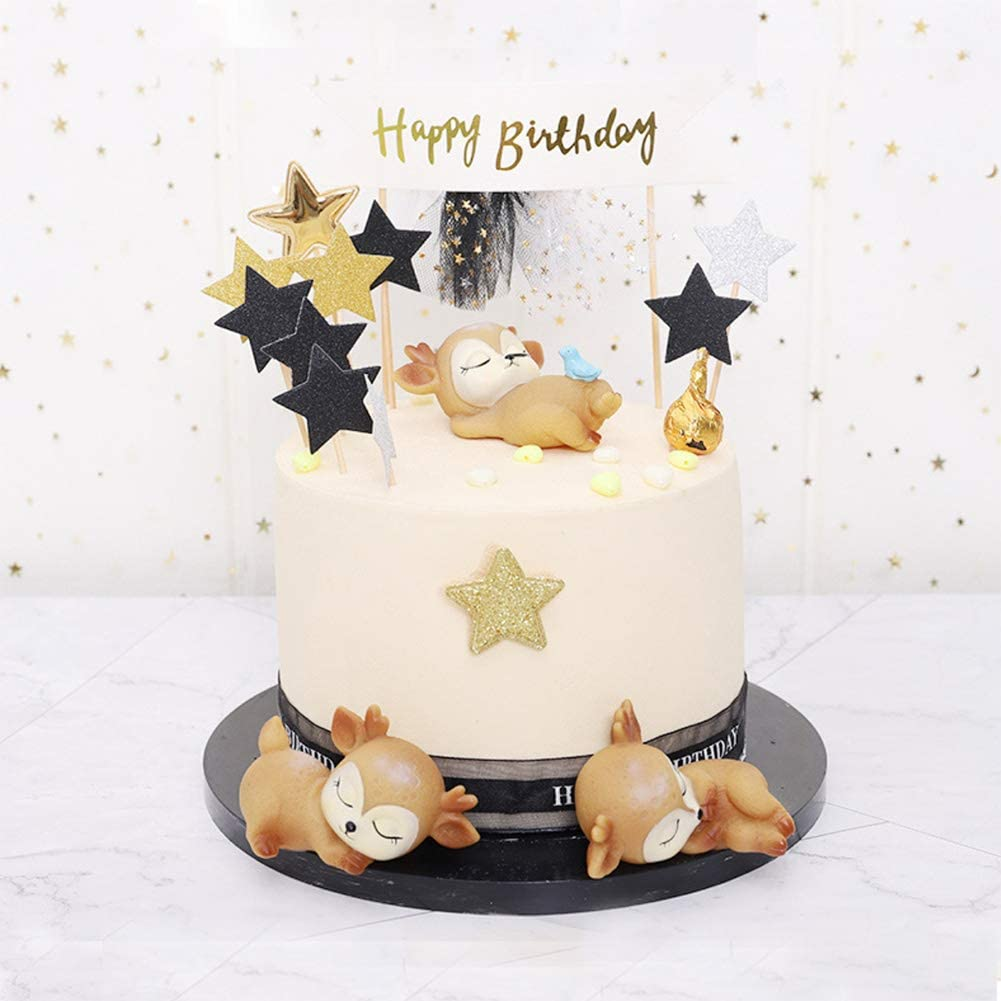 Doyifun Pack of 6 Lovely Fawn Doe Figurines Playset Toys, Cute Deer Cake Toppers Figure Baby Shower Birthday Wedding Party Decor image number 5
