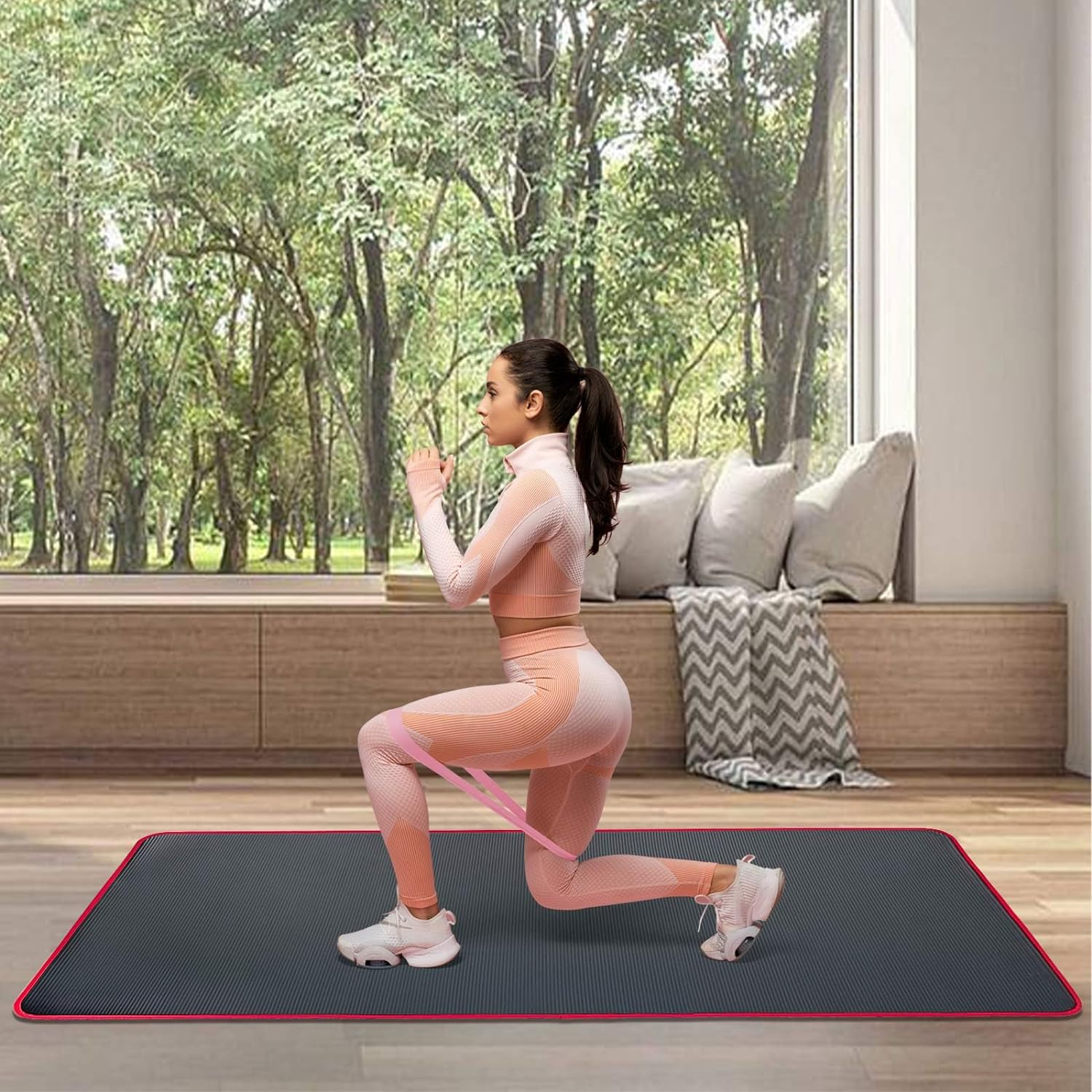 DAWNTREES 185X80Cm Thick Yoga Mat Fitness & Exercise Mat with Carrier Strap,Non-Slip Exercise Mat High Density Anti-Tear Pilates Mat for Yoga Pilates and Gymnastics image number 6