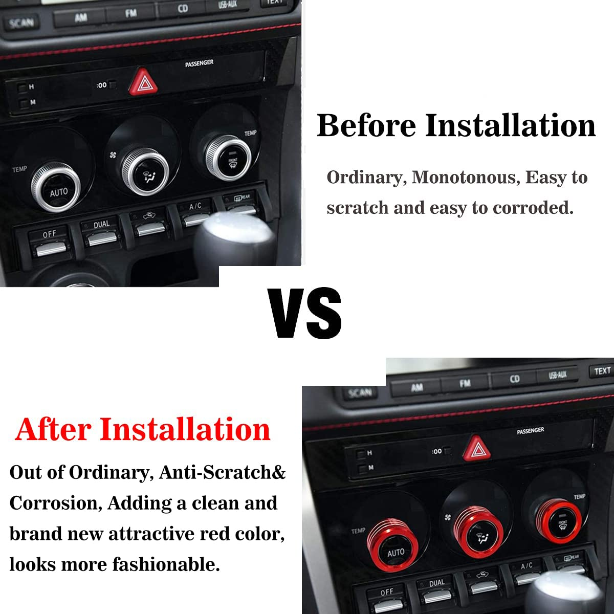 3PCS Air Conditioning Button Cover Decoration Twist Switch Ring Trim Fit for Subaru BRZ Toyota 86 FR-S GT86 FT86 2013-2022 Interior Accessories image number 6