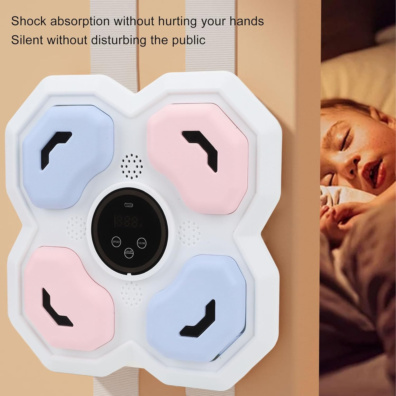 Music Boxing Machine Wall Mounted, Digital Boxing Wall Pad Punching Target, Portable Home Wall Mount Music Boxing for Home Gym